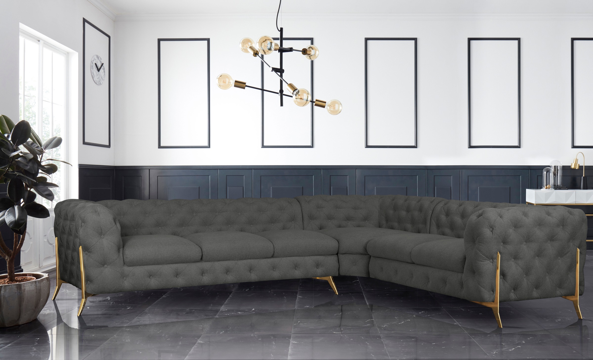 Home affaire Chesterfield-Sofa »Amaury L-Form« großes Ecksofa, Chesterfield günstig online kaufen