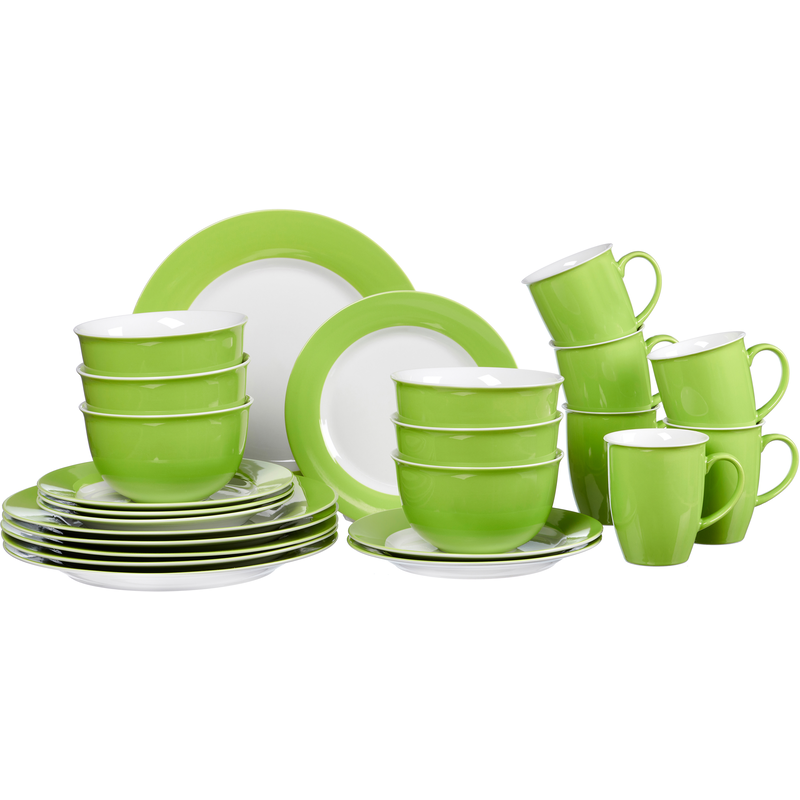 RITZENHOFF & BREKER Kombiservice »Geschirr-Set, Service Doppio« in attraktiven Farbvarianten, 24 Teile, für 6 Personen weiß/grün