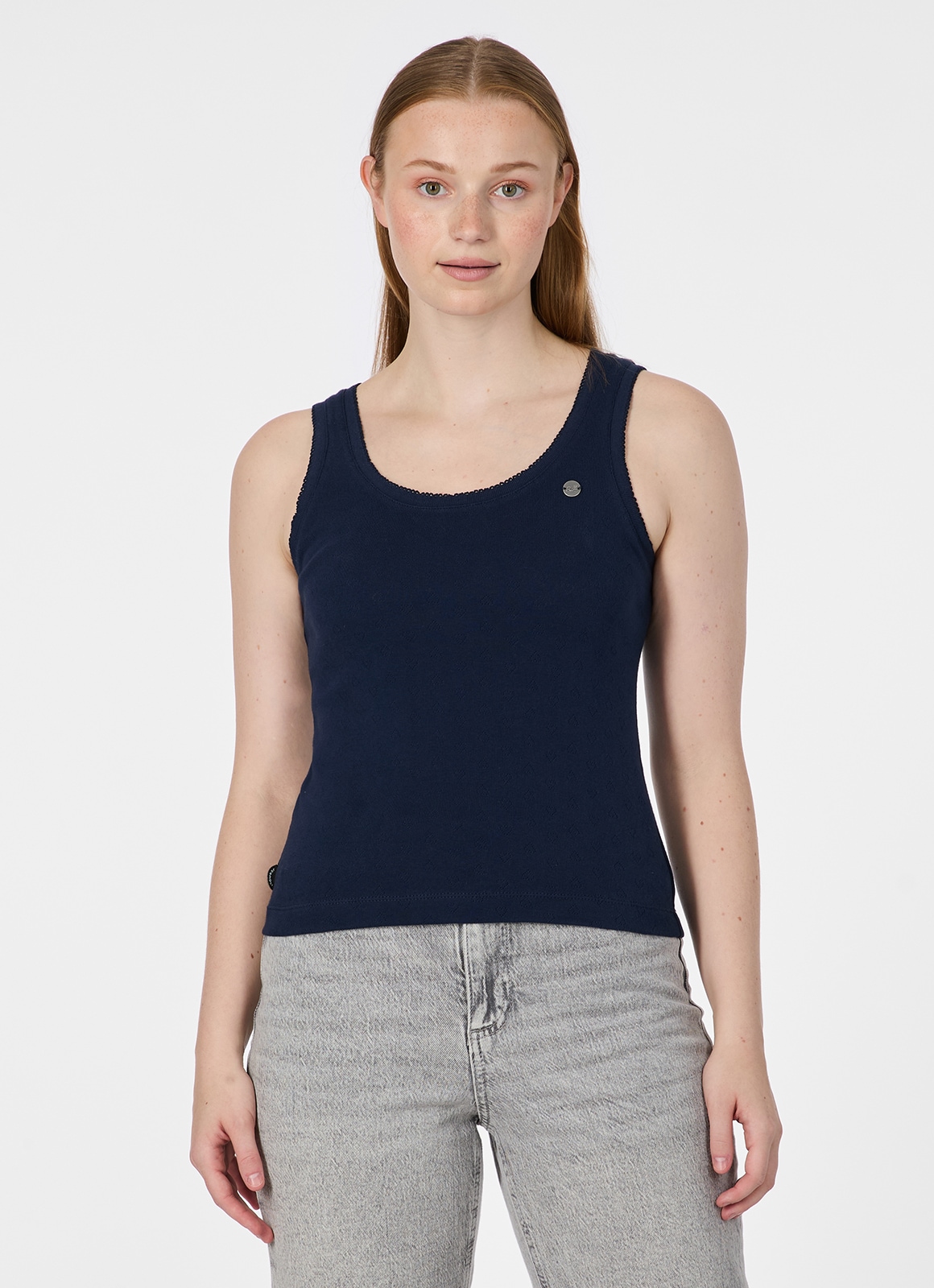 Ragwear Tanktop »AGGY« Aus Baumwolle mit kleinen Herzchen als Lockstickerei