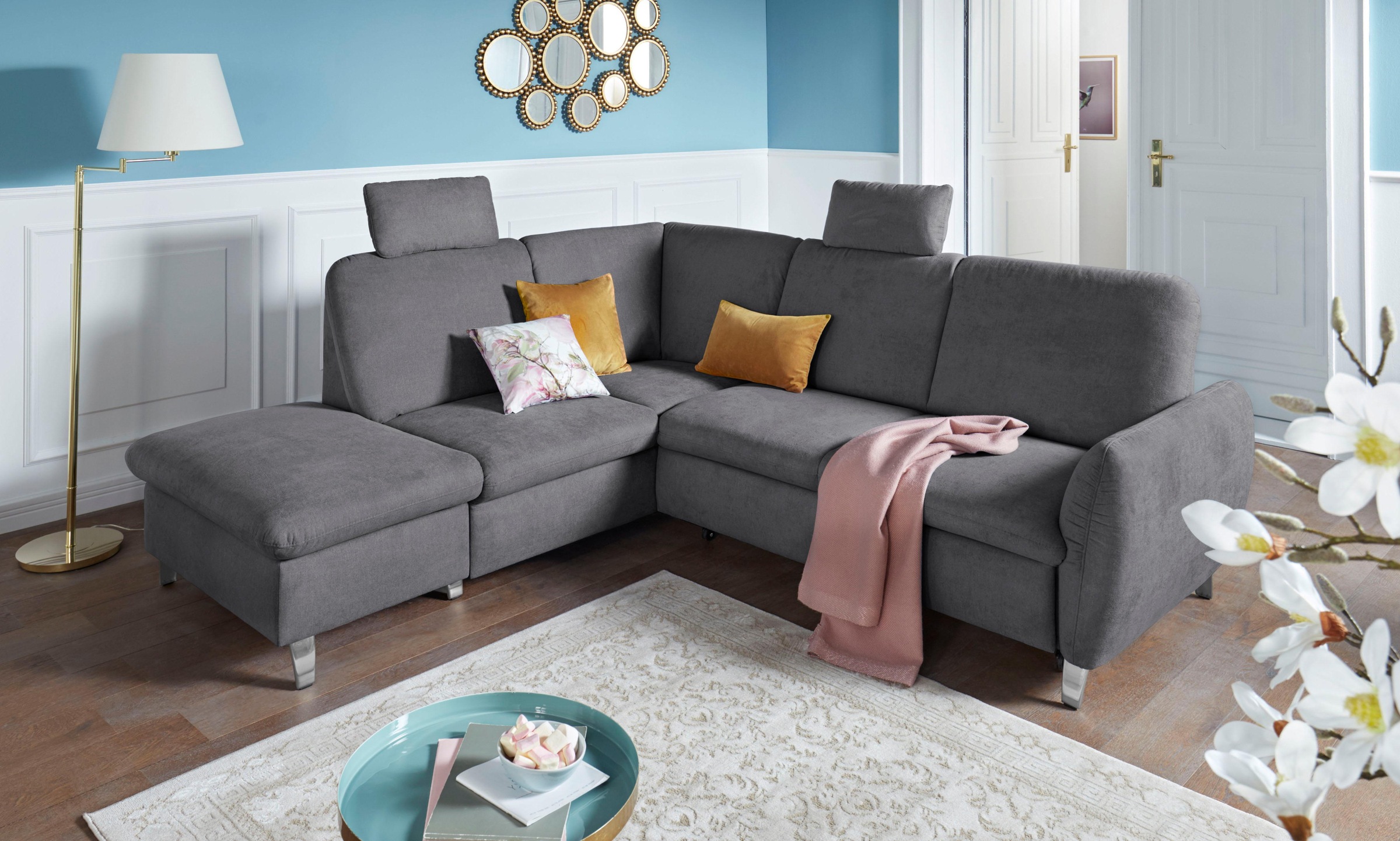 sit&more Ecksofa »Daytona L-Form«, mit Federkern, zwei Kopfstützen und wahlweise mit Bettfunktion