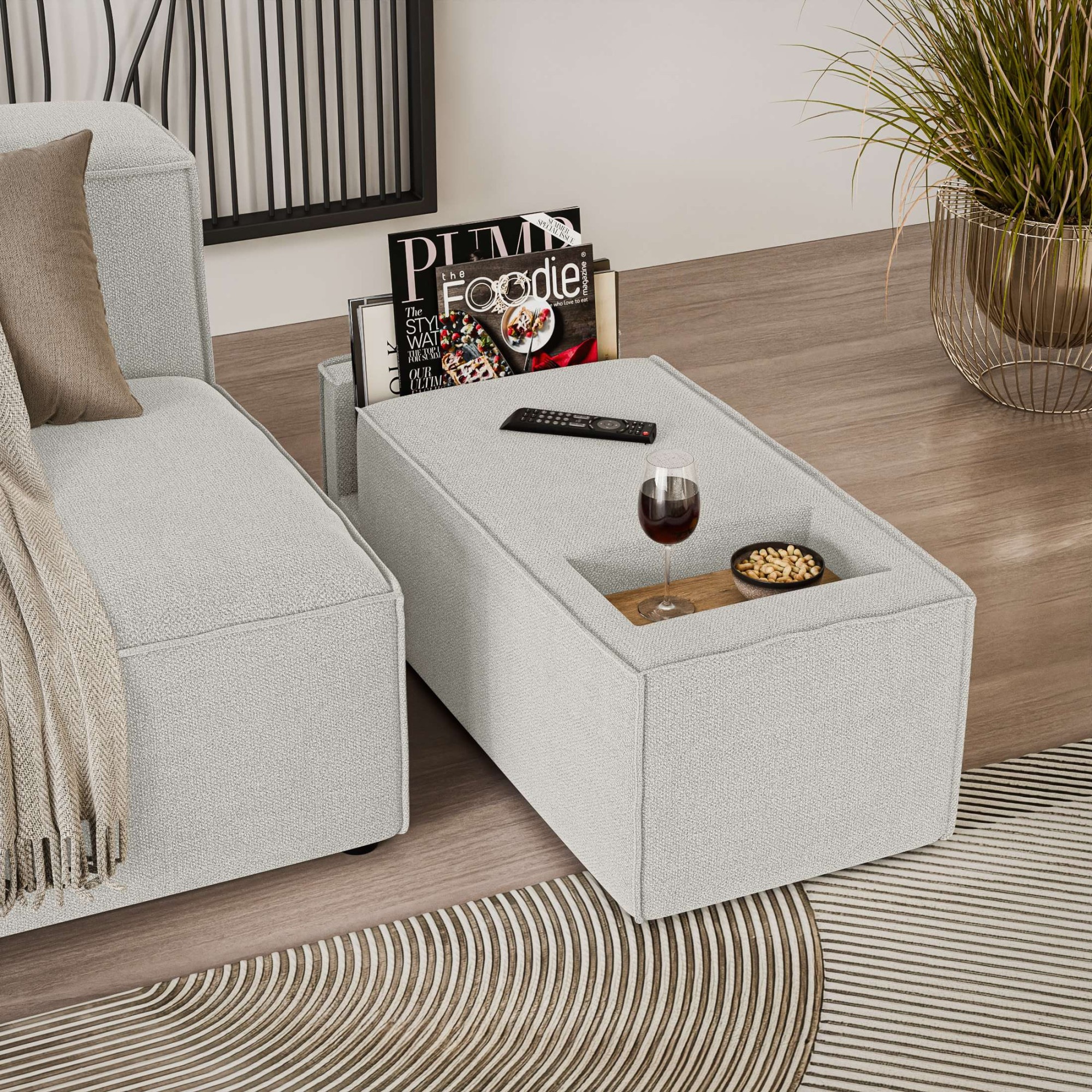 INOSIGN Sofaelement »HAILY Tisch XL für das Modulsofa, extra tief, Maße B/T/H: 45/130/37 cm«, als Modul oder separat verwendbar, mit Steckfach und Ablagefläche