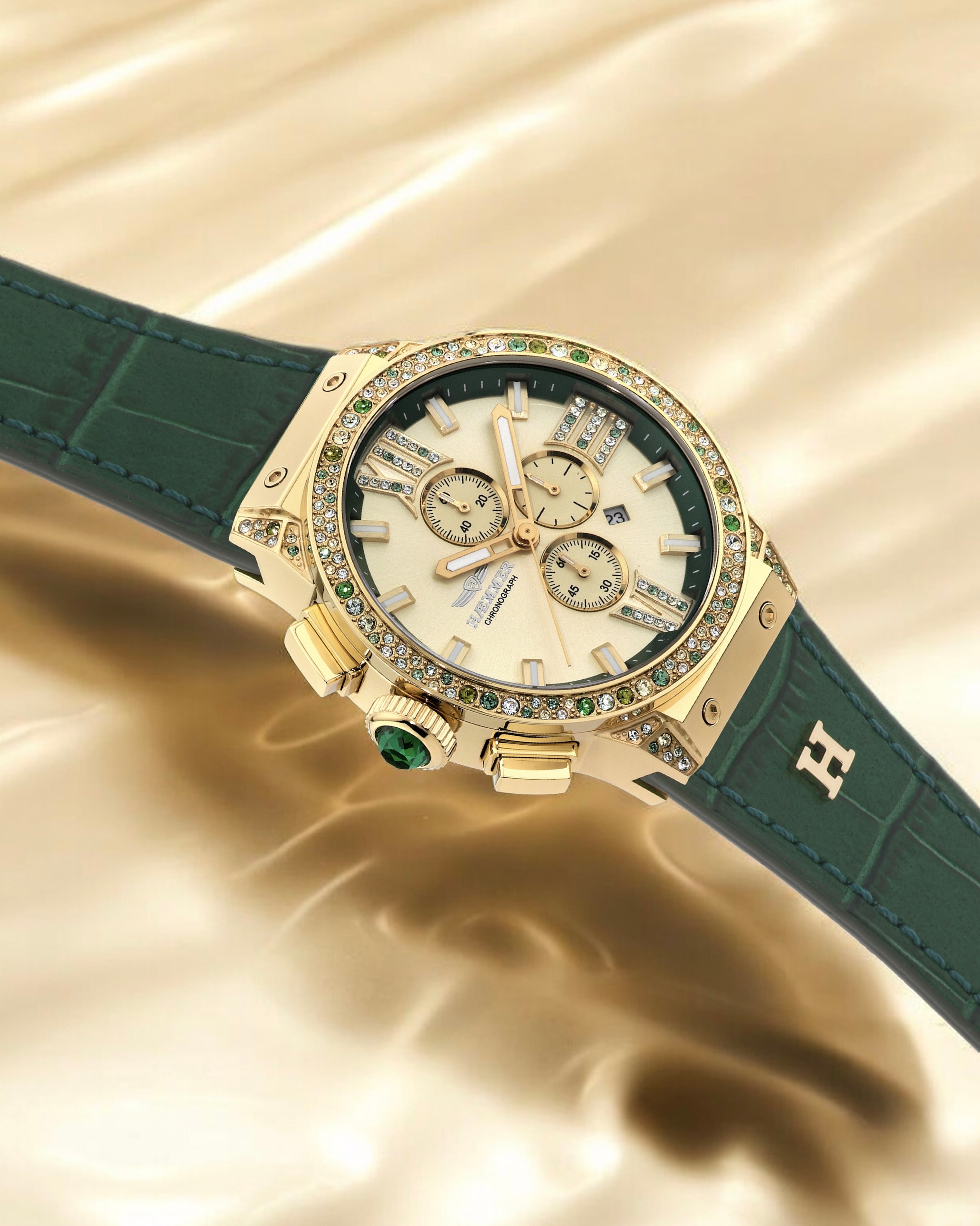 HAEMMER GERMANY Chronograph »EMINENT«, Quarzuhr, Armbanduhr, Damenuhr, analog, Tag, Stoppfunktion