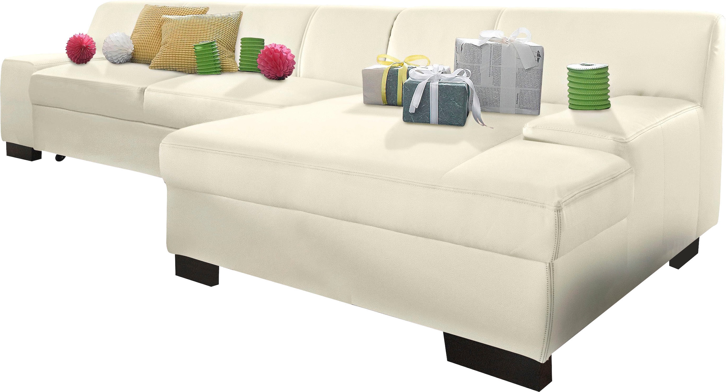 DOMO collection Ecksofa »Norma, elegant & modern, mit flachen Armlehnen, Br günstig online kaufen