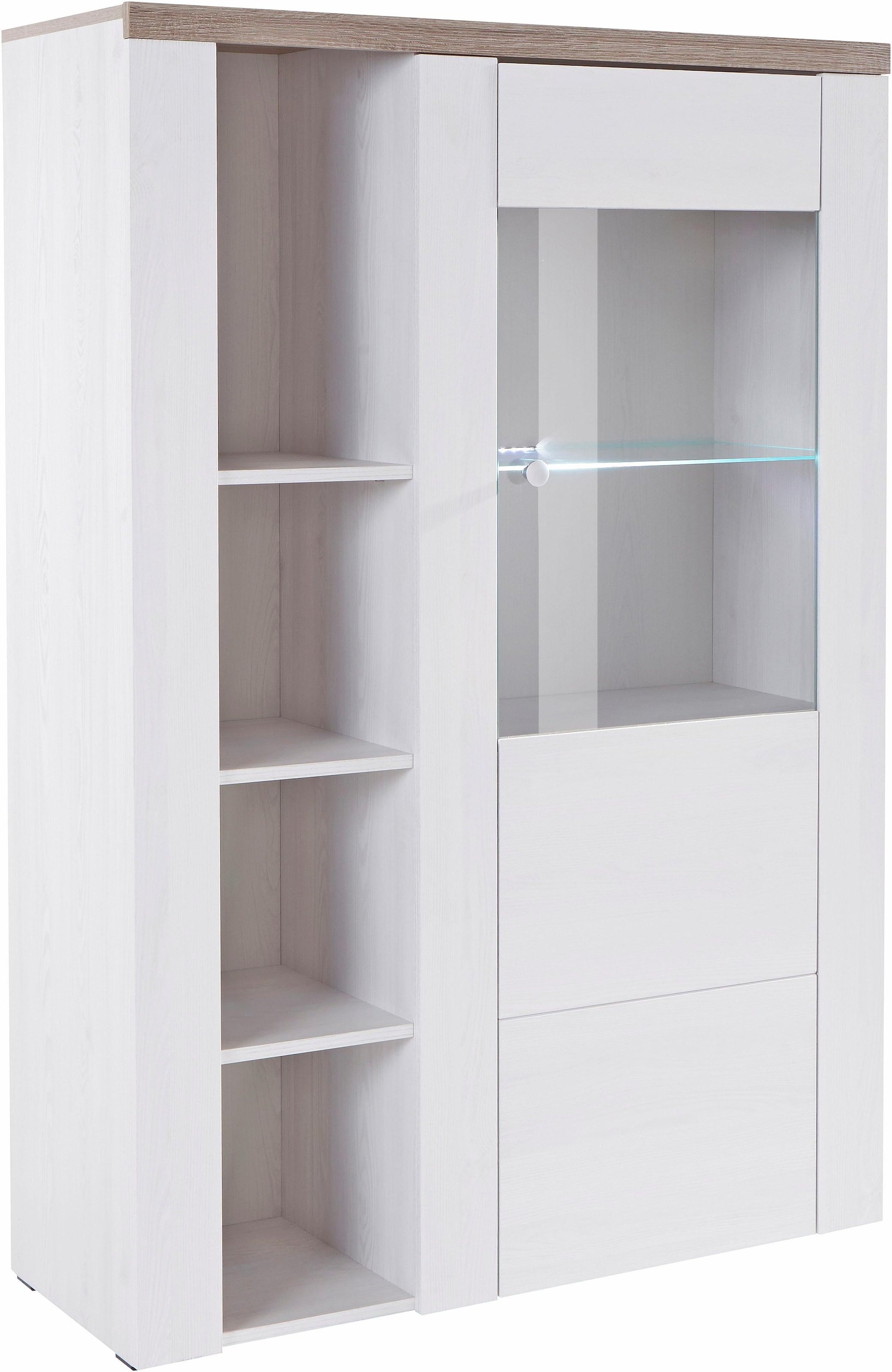 Home affaire Vitrine »Larona, zeitlose Glasvitirne, Hochschrank Höhe 205,6 cm«, Stauraumvitrine mit dekorativer Rahmenoptik