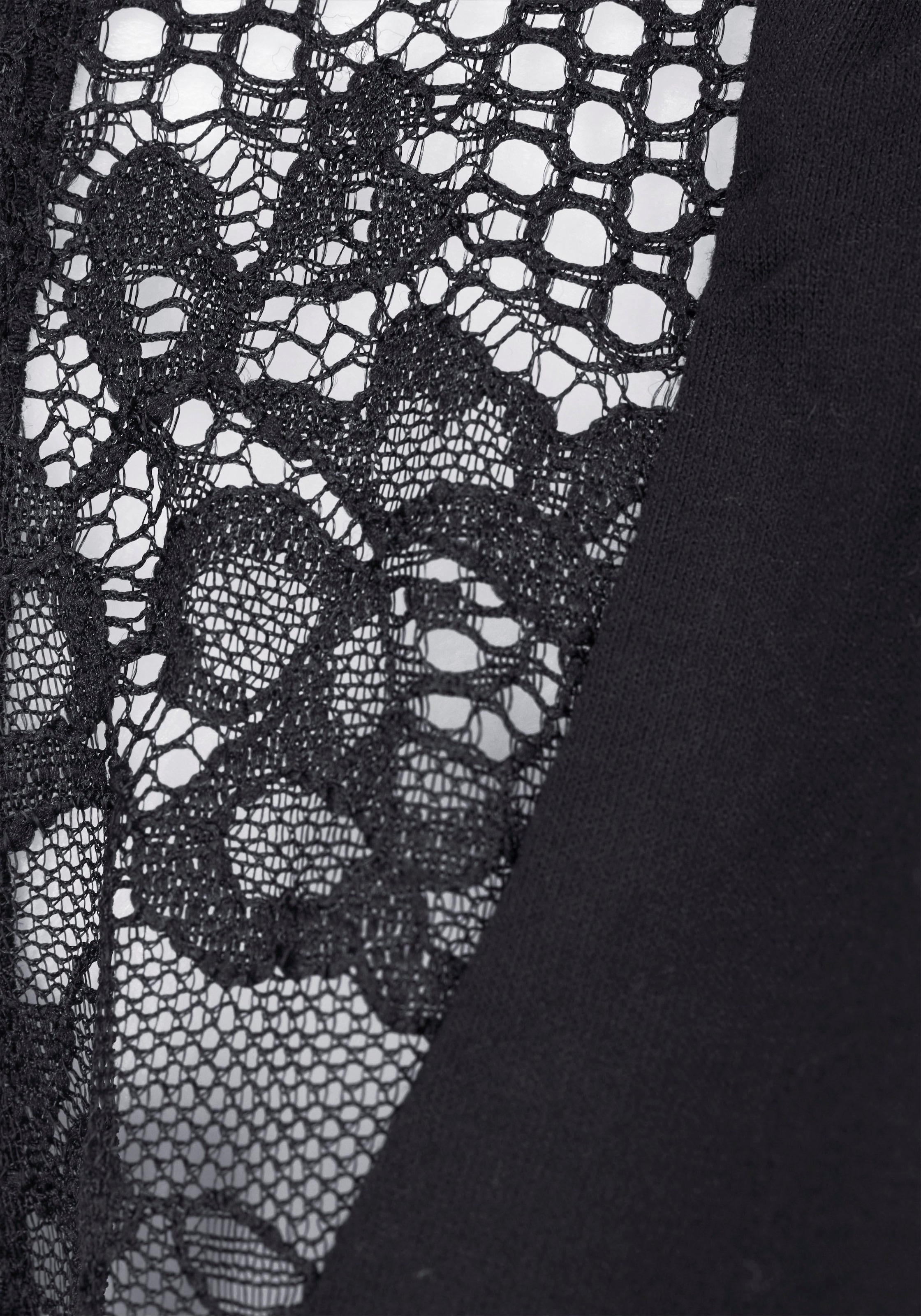 LASCANA Strandtop mit Spitzeneinsätzen, Damentop mit Bindeband, Spitzentop