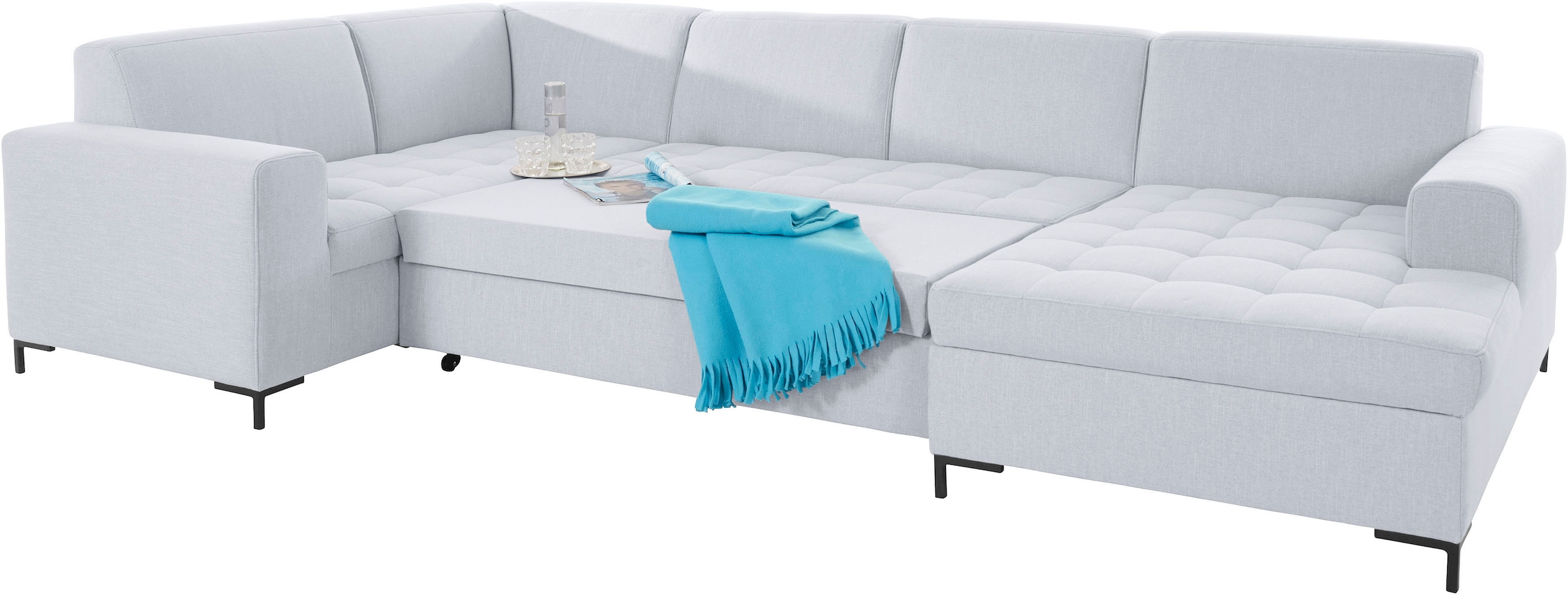 OTTO products Wohnlandschaft »Grazzo U-Form«, hochwertige Stoffe aus recyceltem Material, Steppung im Sitzbereich
