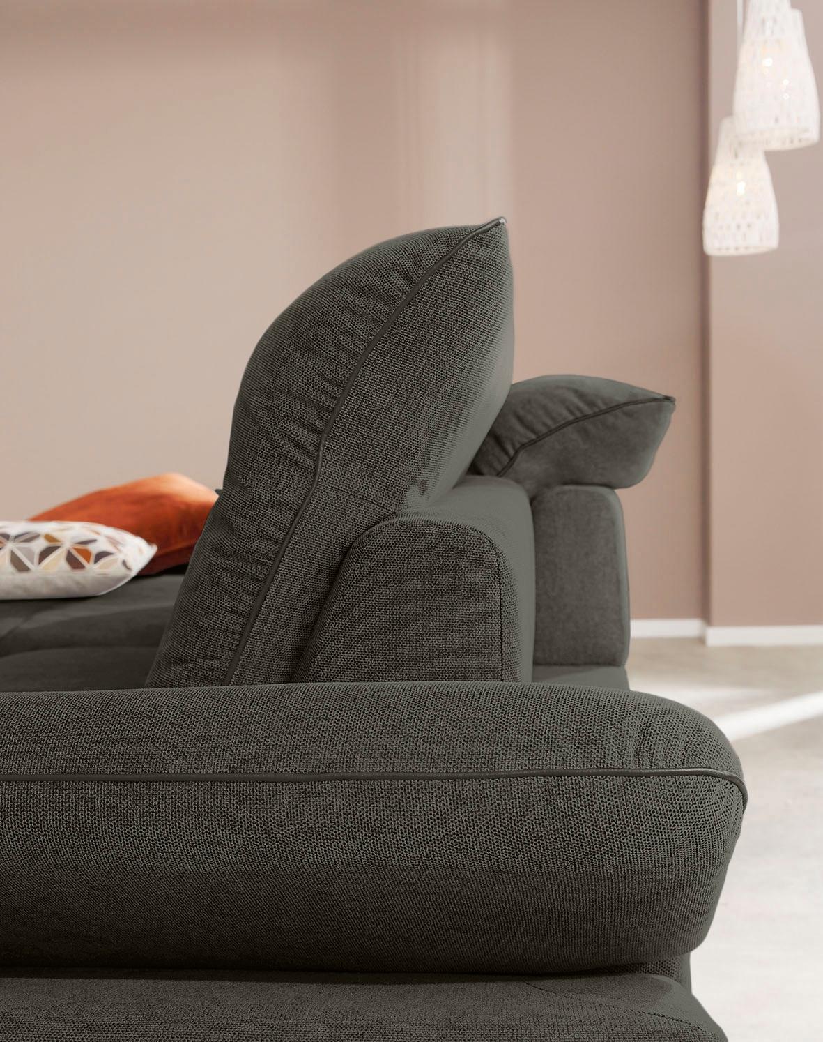 W.SCHILLIG Ecksofa »enjoy&MORE, mit tollem Sitzkomfort, elegant und bequem, L-Form«, mit Sitztiefenverstellung, Füße silber matt, Breite 294 cm