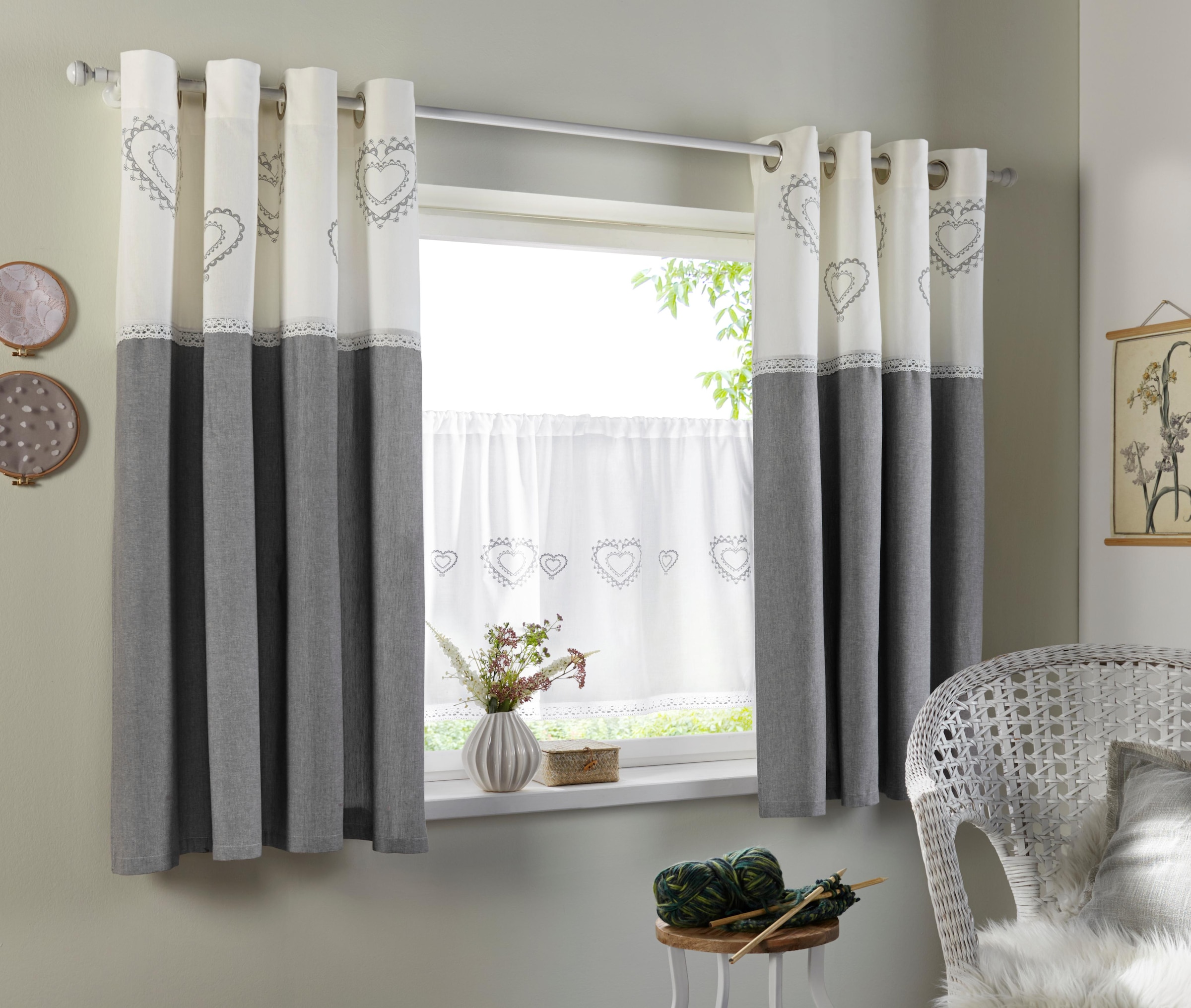 my home Scheibengardine »Louis«, (1 St.), halbtransparent, einseitig bedruc günstig online kaufen