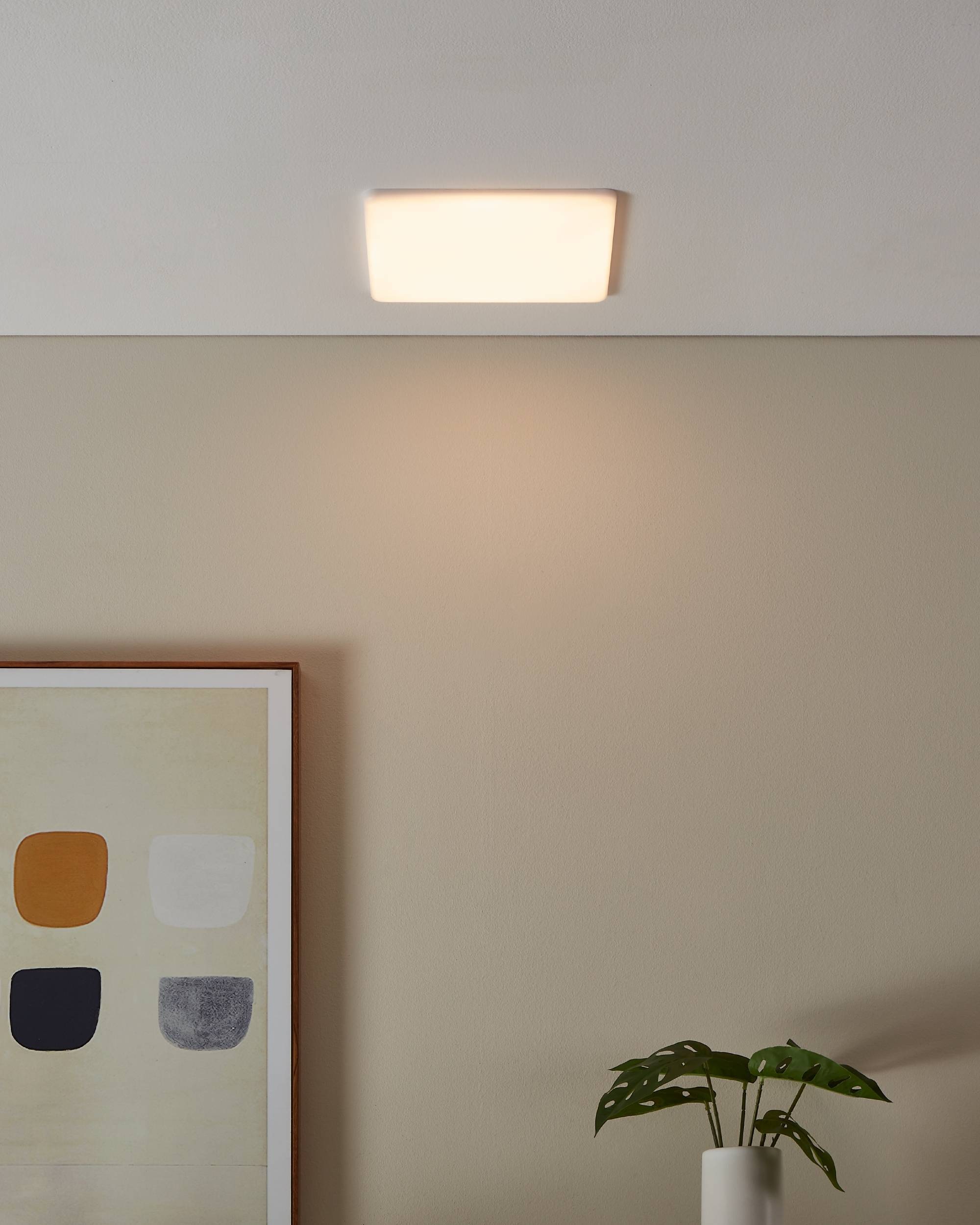 EGLO Einbauleuchte »Rapita Deckenlampe, Aluminum und Kunststoff, Einabaulampe, Flurlampe« LED-Modul 1 Stk. Warmweiß Einbauleuchte - L21,5 x B21,5 x ET30 cm - weiß - 18W inkl.