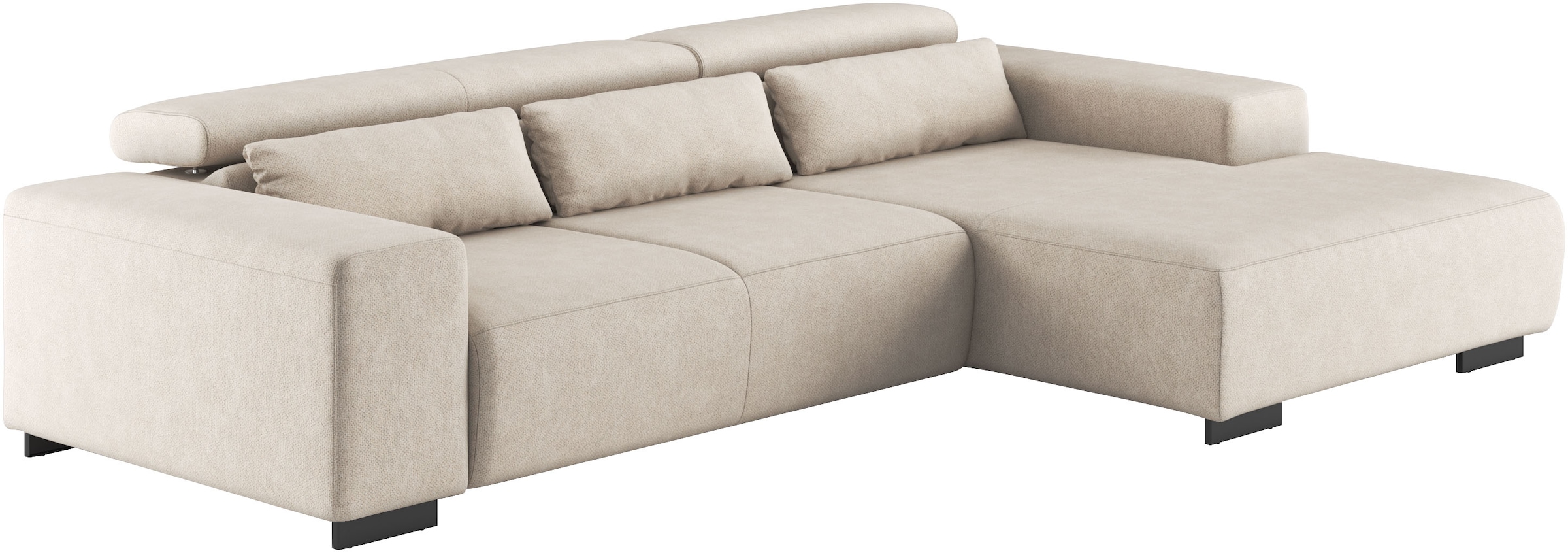 COTTA Ecksofa »Side L-Form, mit Kopfteilverstellung & 3 Nierenkissen«, optional motorische Sitztiefenverstellung