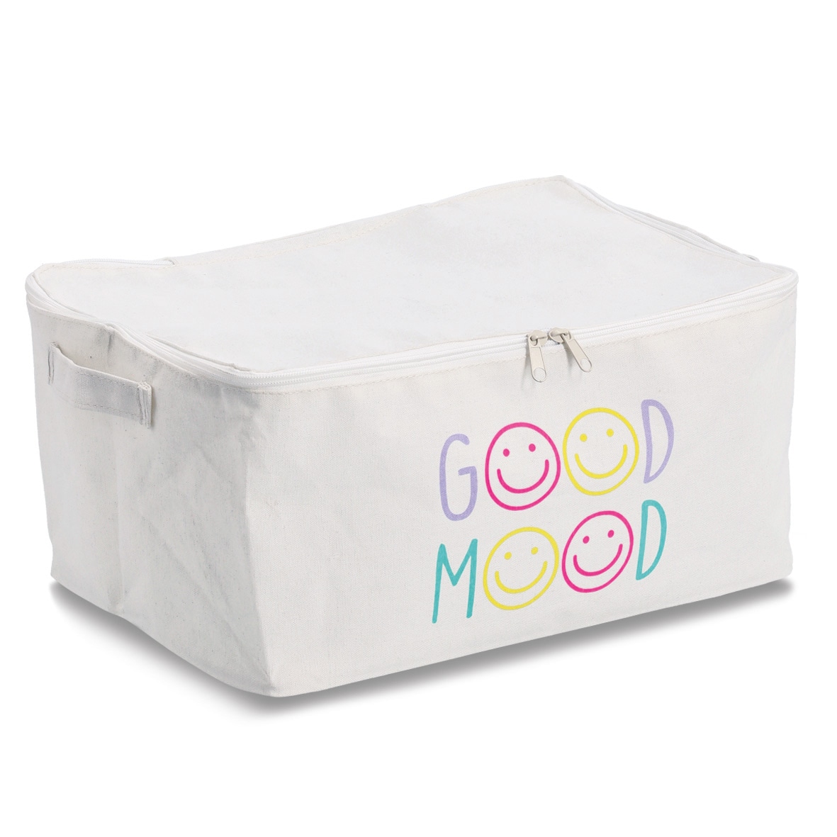 Zeller Present Aufbewahrungsbox »Aufbewahrungsbox, Polyester/Baumwolle, creme« mit Reißverschluss "Good Mood", 2er Set, ca. 39x29x19 cm