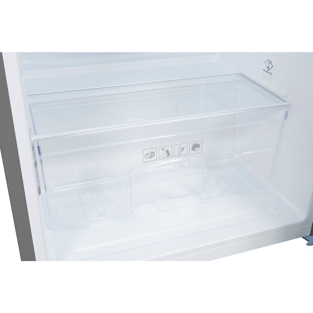 exquisit Kühlschrank »KS16-V-H-040E«, KS16-V-H-040E inoxlook, 85,5 cm hoch, 55 cm breit