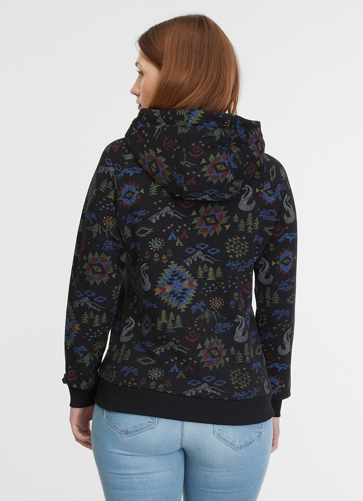 Ragwear Kapuzensweatjacke »FLLAWIA«, mit Allover Azteken Muster