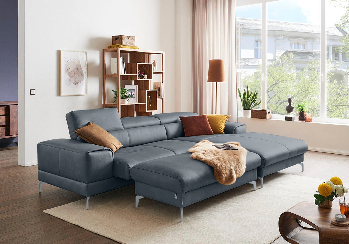 W.SCHILLIG Polsterhocker »piedroo, Designsofa mit tollem Sitzkomfort, bequem, L-Form«, Füße in Silber matt