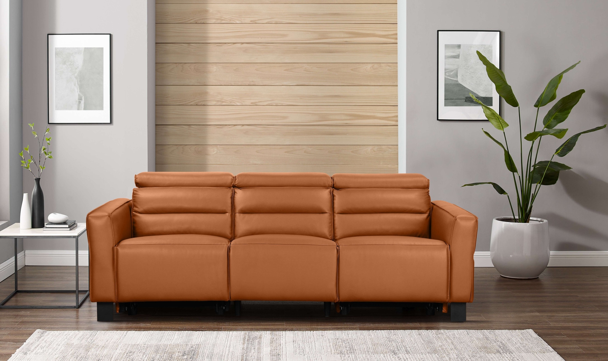 Places of Style 3-Sitzer »Carpari, 224cm, manuelle od. elektrische Relaxfunktion in 2 Sitzen«, mit USB-A/C, Kopfteilverstellung, Echtleder, Kunstleder, Webstoff