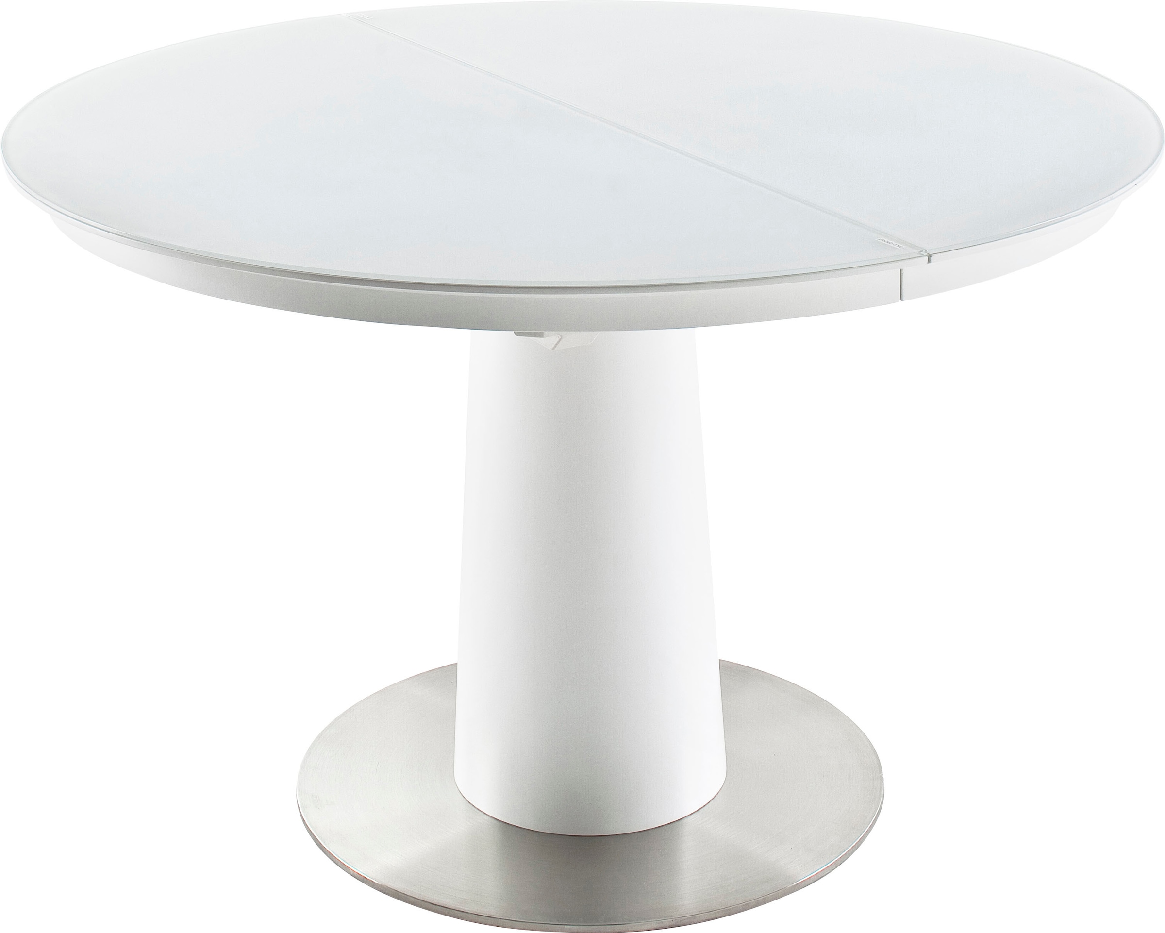 MCA furniture Esstisch »Waris«, Esstisch Rund mit Synchronsauszug, Weiß  matt mit Sicherheitsglas auf Rechnung bestellen