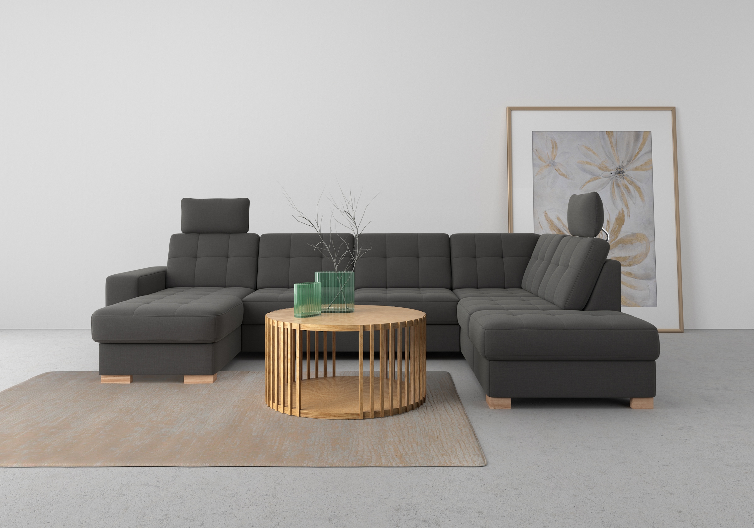sit&more Wohnlandschaft »Quincy U-Form«, wahlweise mit Bettfunktion und Bettkasten