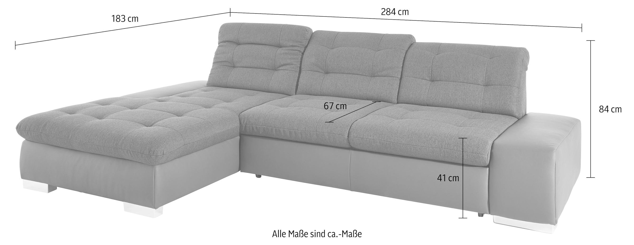 sit&more Ecksofa »Palomino L-Form«, wahlweise XL oder XXL und mit Bettfunktion