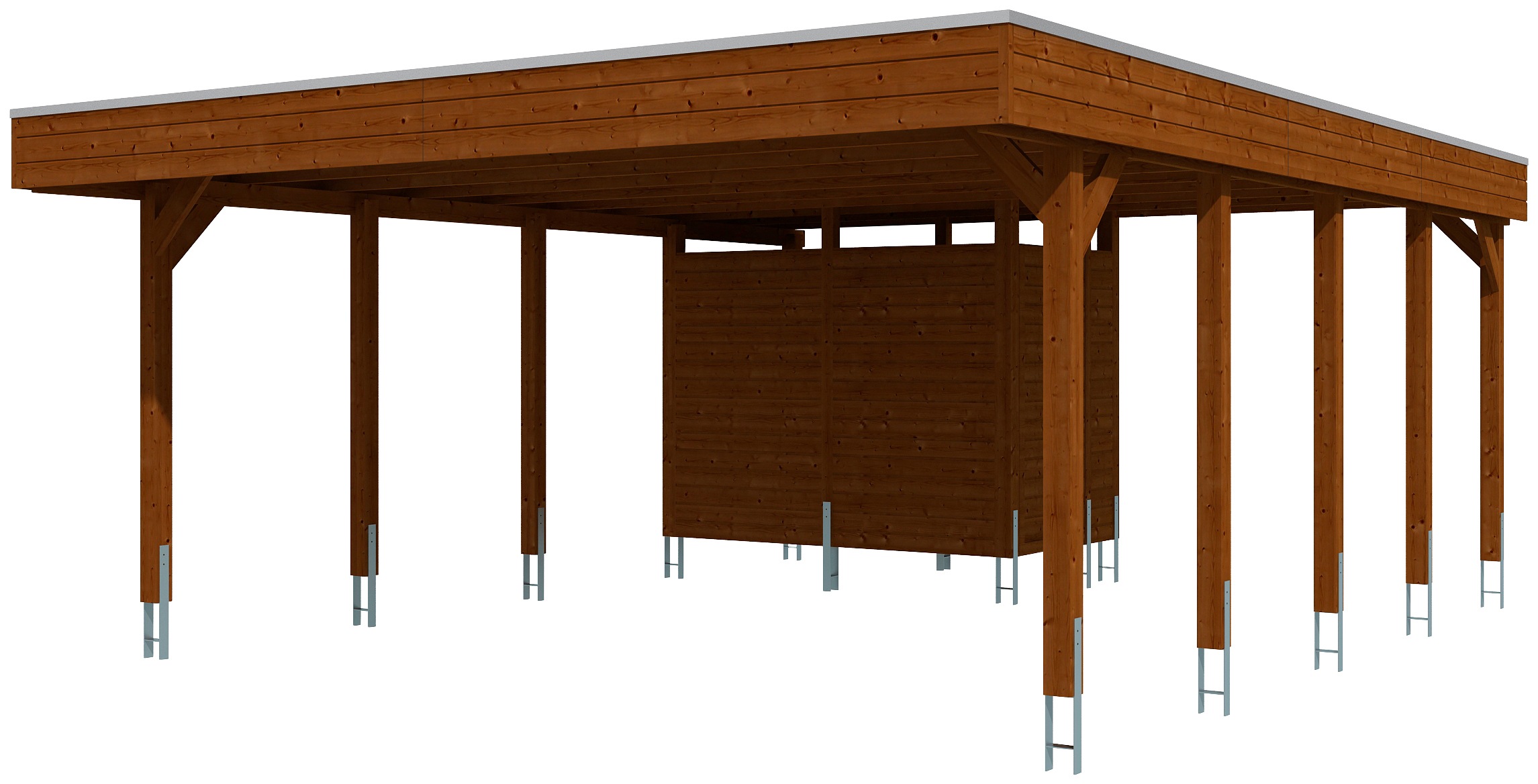 Skanholz Doppelcarport »Friesland 4«, Nadelholz, 514 cm, braun, mit Geräteraum