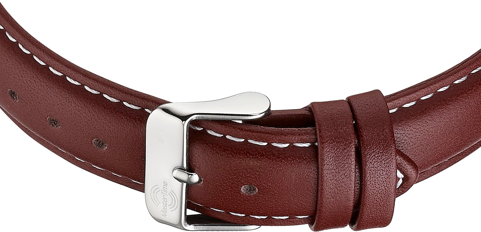 MASTER TIME Funkuhr »Super Power«, Armbanduhr, Quarzuhr, Herrenuhr, Datum, Leuchtzeiger, Lederarmband