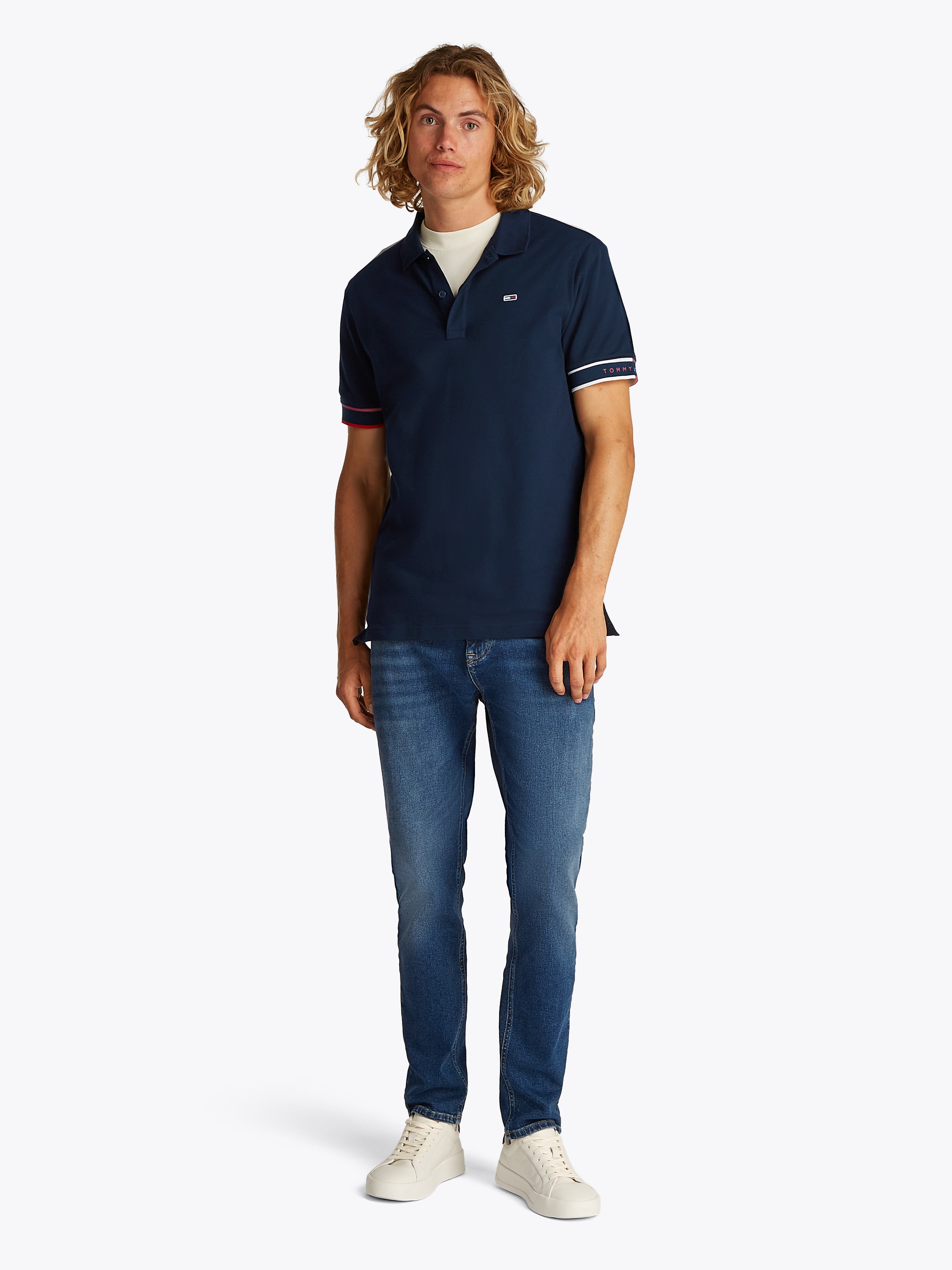 Tommy Jeans Poloshirt »TJM SLIM FLAG CUFF POLO EXT«