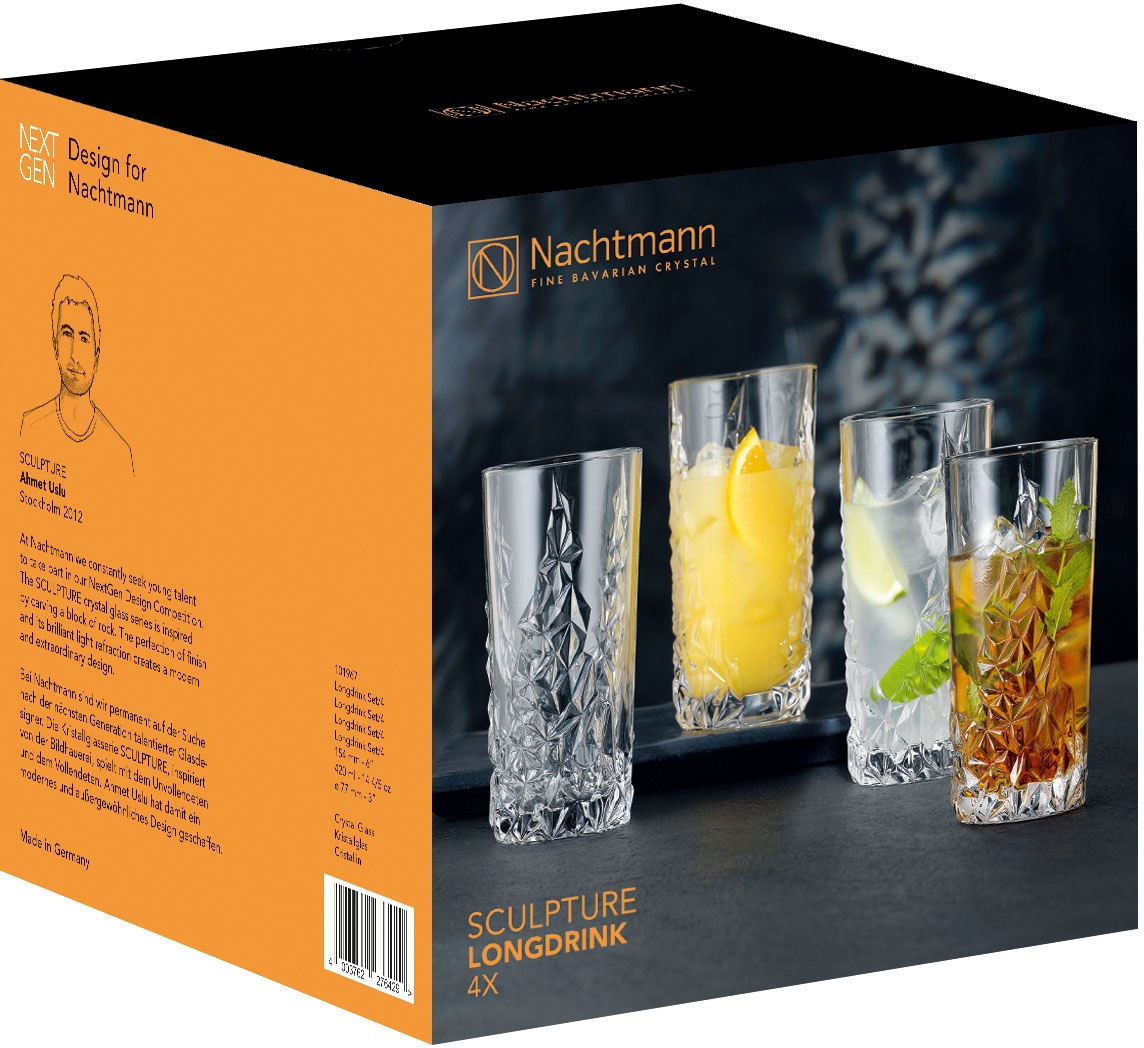 Nachtmann Longdrinkglas »Sculpture«, (Set, 4 tlg.), Made in Germany, 420 ml, 4-teilig