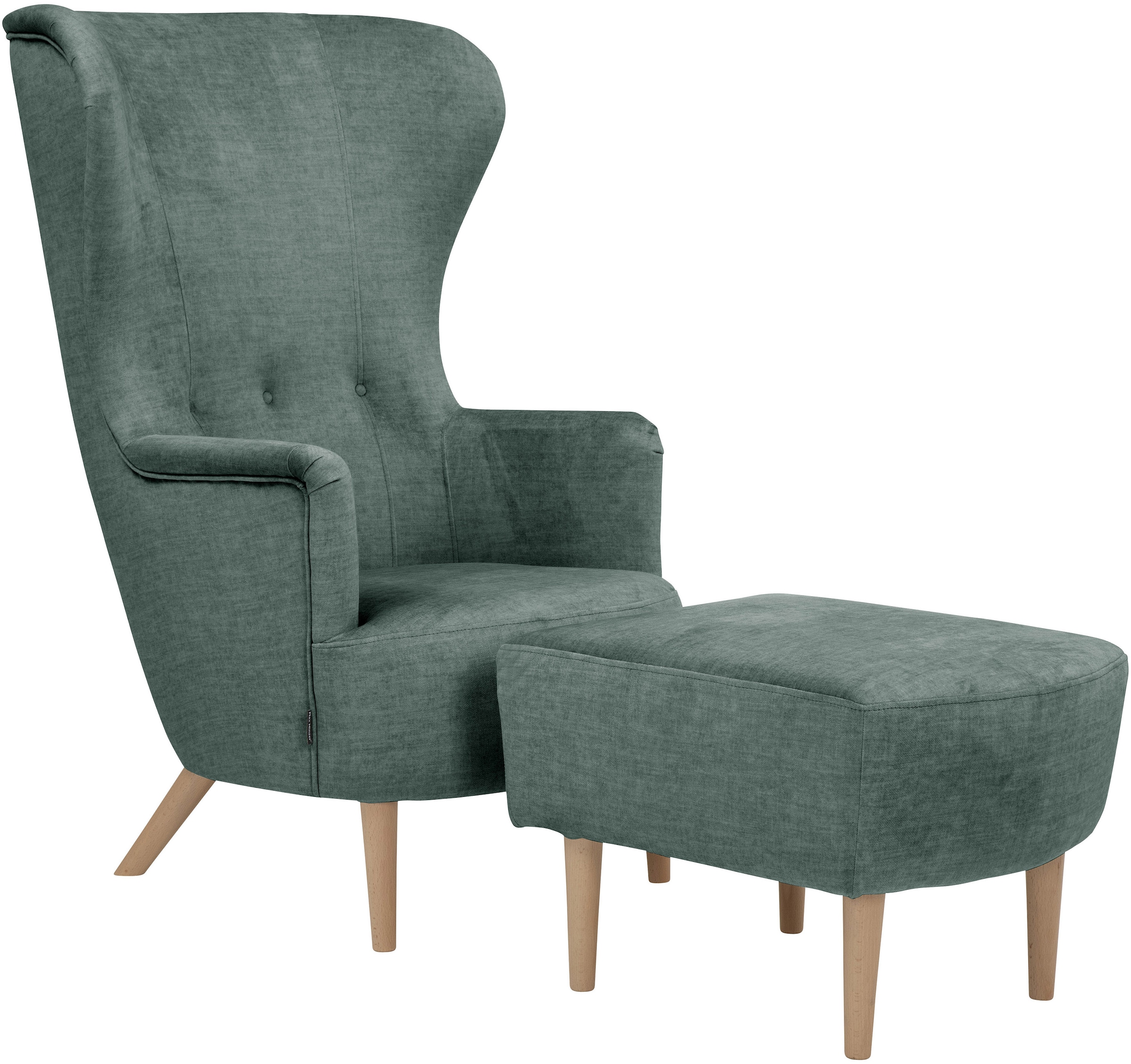 Max Winzer® Hocker »Liiana, hochwertiger, handgefertigter Polsterhocker«, aus weichem Samtvelours, hervorragender Sitzkomfort