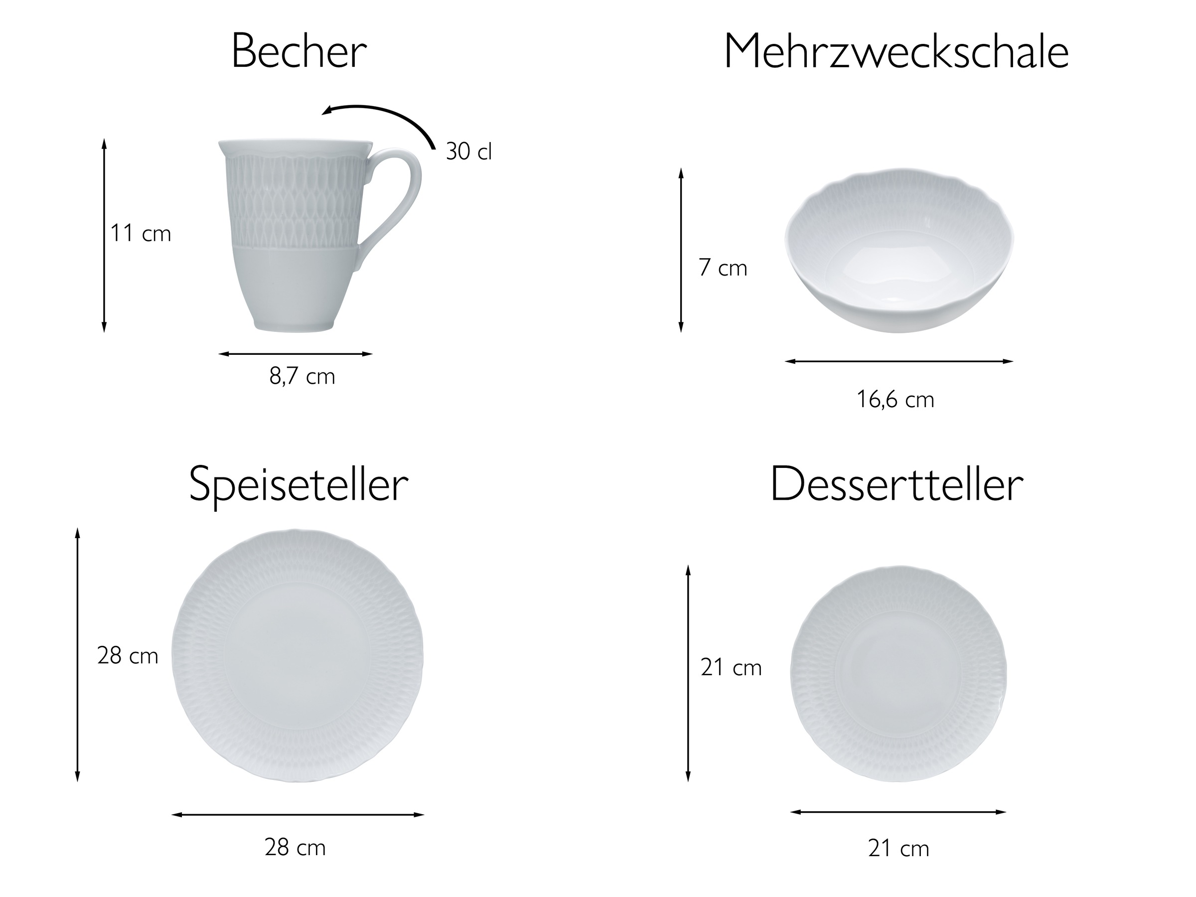 CreaTable Kombiservice »Sofia, Kombi-Service 16 tlg«, (Set, 16 tlg.), Klassisch-elegantes Relief