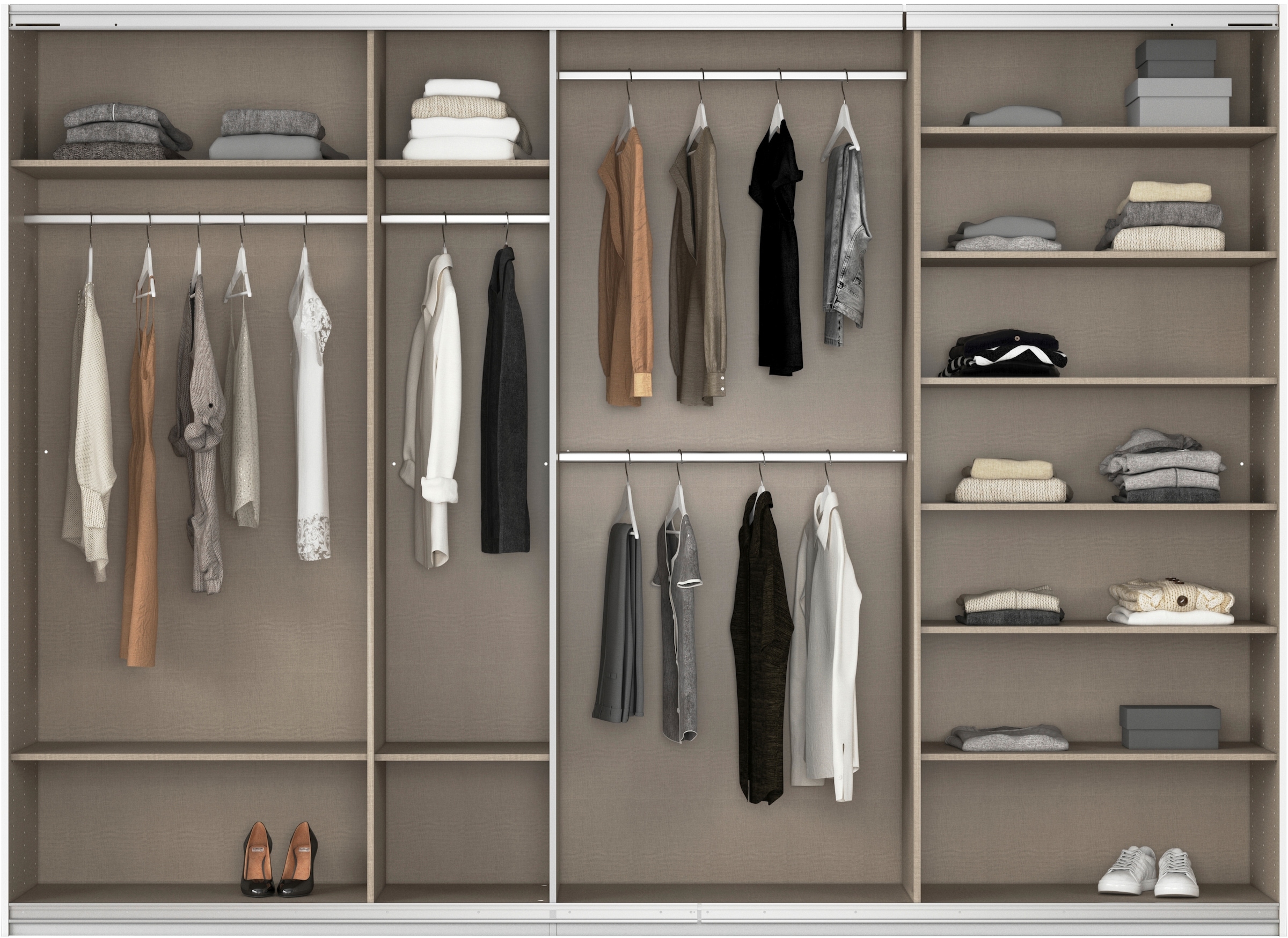 rauch Schwebetürenschrank »Kleiderschrank Kleiderschränke Schrank Garderobe AGORDO mit Glasfront«, durchdachte Innenausstattung, in 4 Breiten und 2 Höhen MADE IN GERMANY