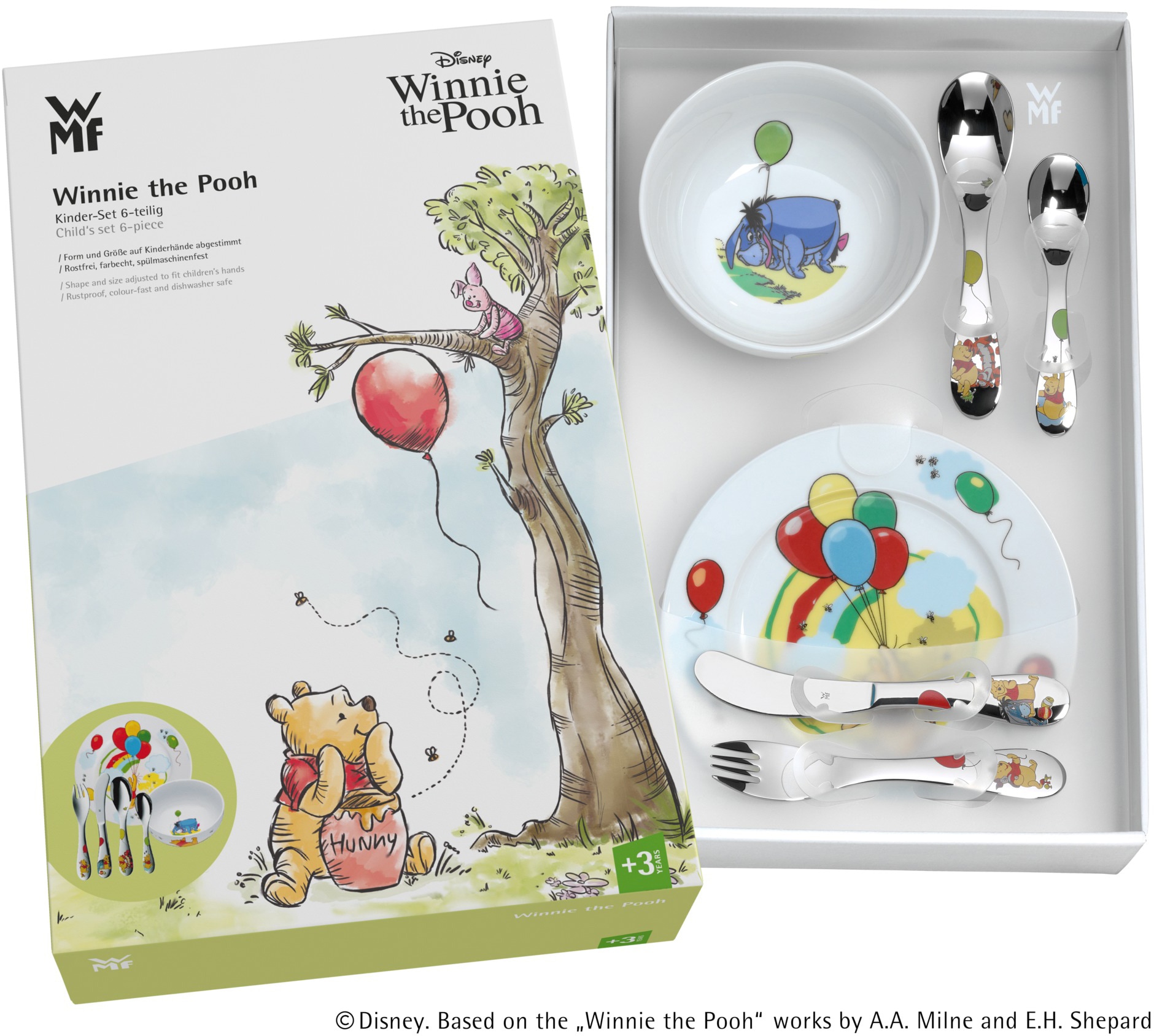 WMF Kindergeschirr-Set »Winnie Pooh«, (Set, 6 tlg.), inkl.Kindermesser mit leichtem Wellenschliff, 6 Teile, für 1 Person