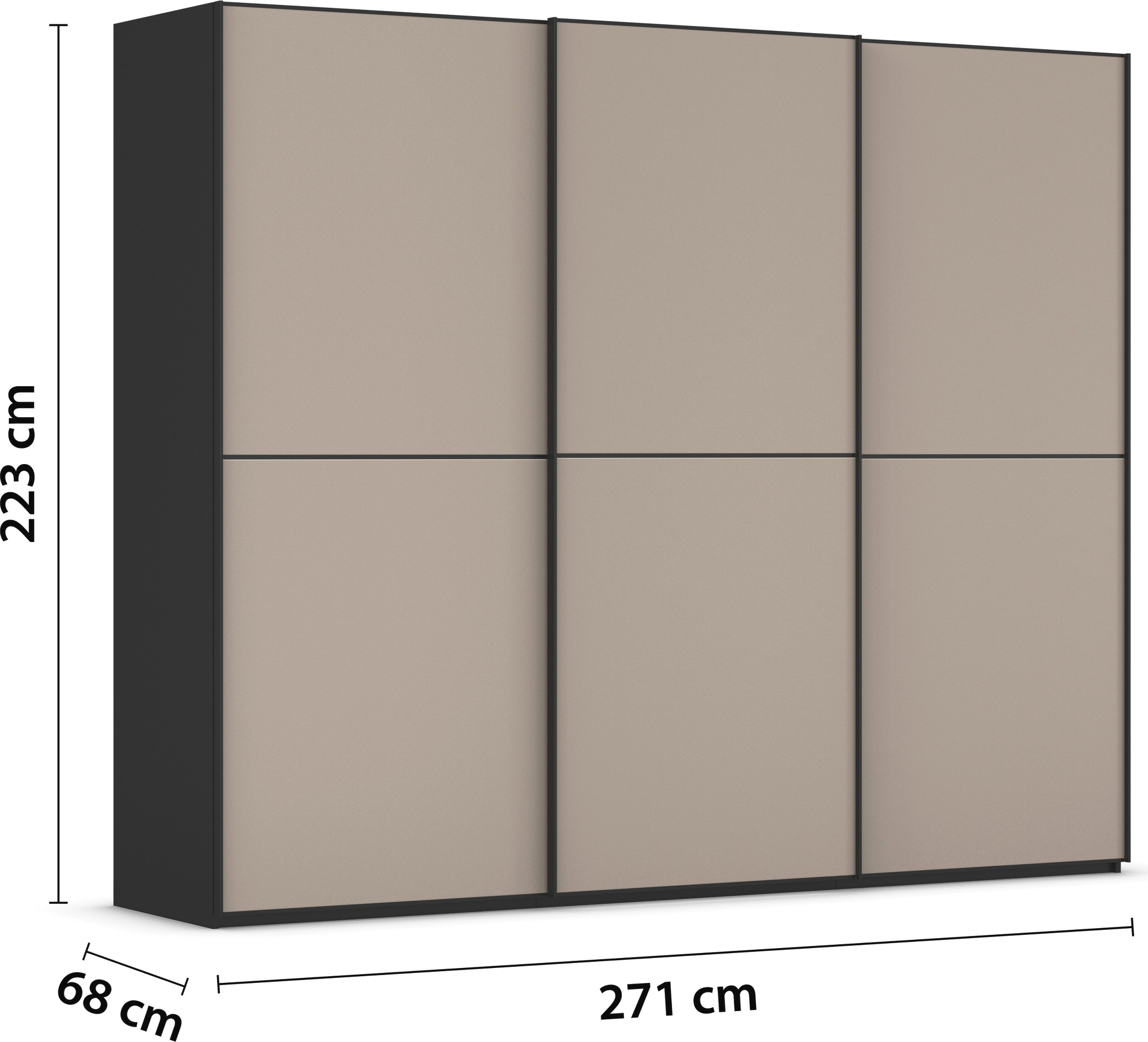 rauch Schwebetürenschrank »Kleiderschrank Schrank Garderobe Schlafzimmerschrank SCALE-DUO«, edle zweigeteilte Türen Glas-Front mit 3 Zierleisten MADE IN GERMANY