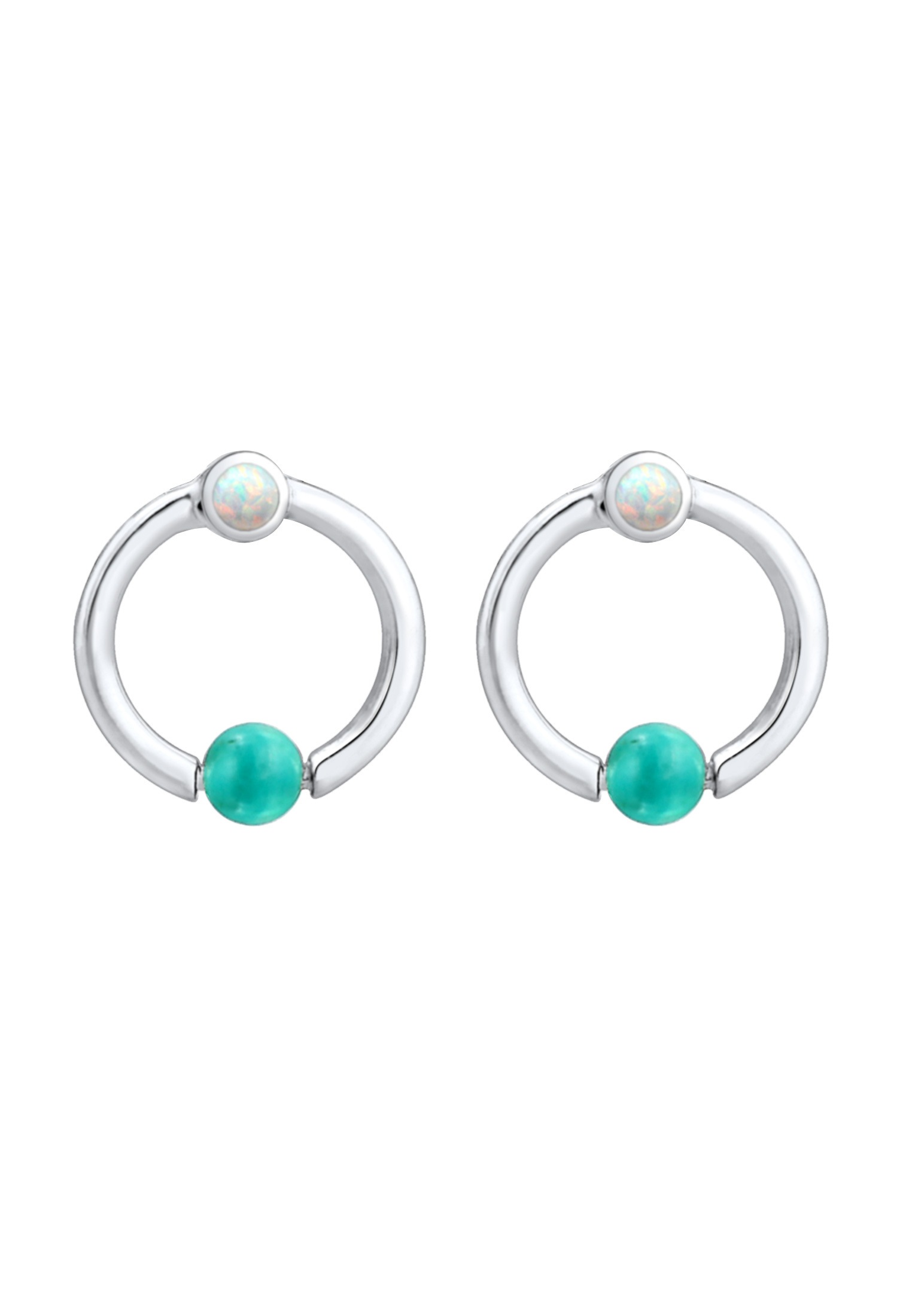 Elli Paar Ohrstecker »Kreis Howlith Stein Synthetischer Opal 925 Silber«