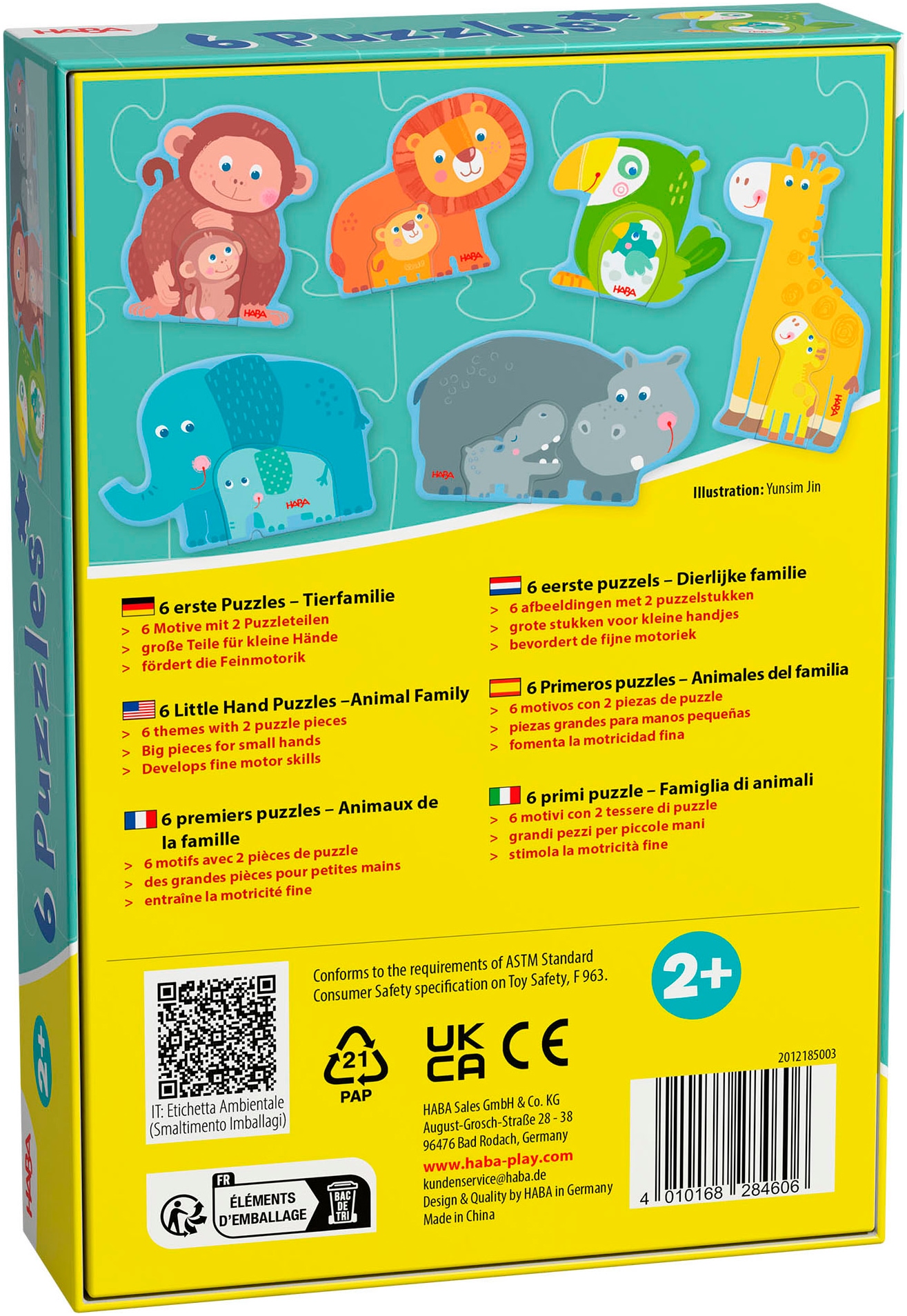 Haba Puzzle »6 erste Puzzles Tierfamilie«, (12 tlg.)