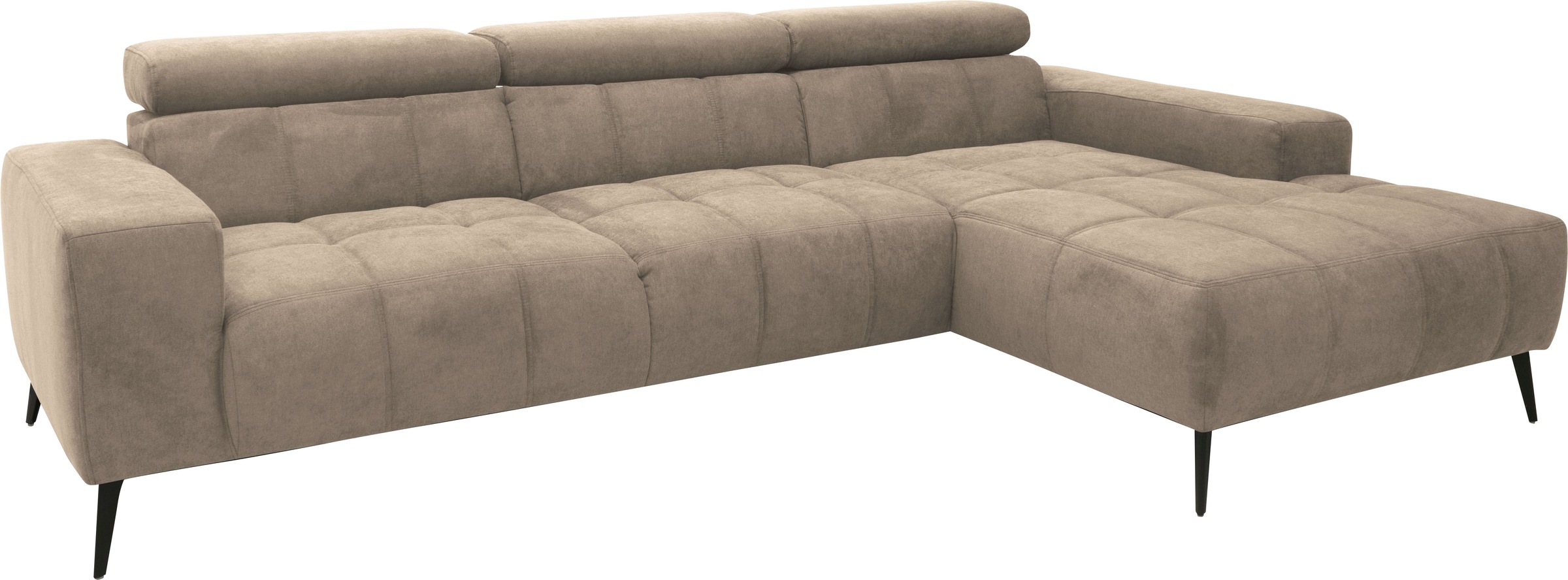 DOMO collection Ecksofa »Trento L-Form, mit Kufenfuß oder Einzelfuß«, wahlweise mit Kopfteilverstellung, Recamiere links/rechts bestellbar