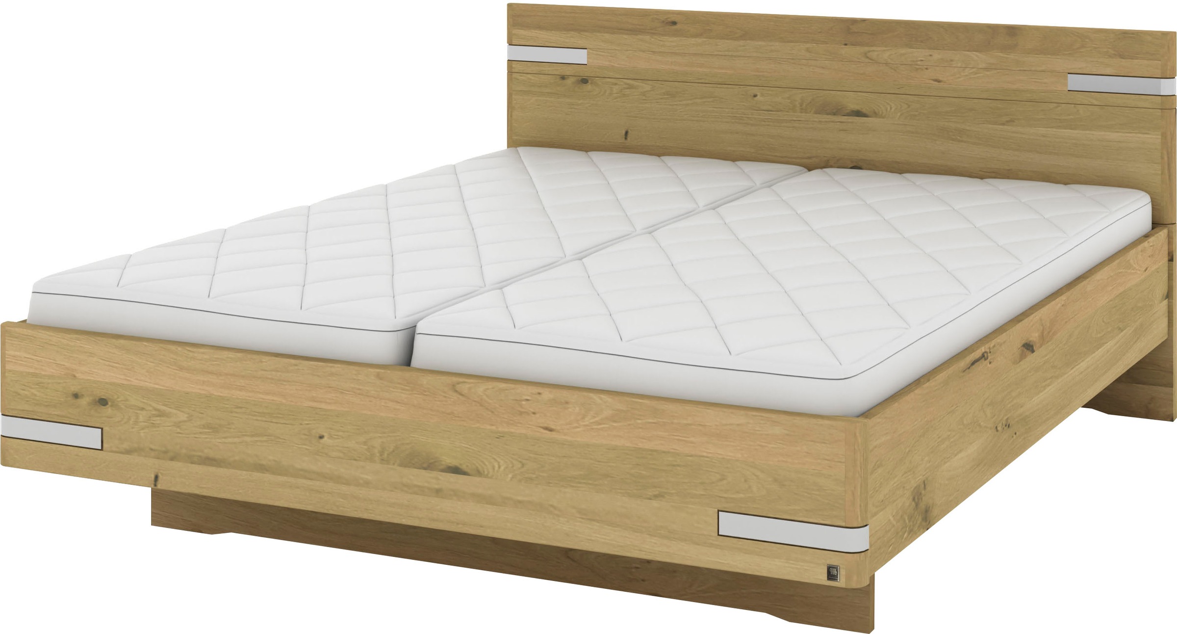 Musterring Holzbett »Savona«, (Belastbarkeit 220 Kg, 4-fache Liegehöhenverstellung, MADE IN GERMANY), Kopfteil in Bianco-Eiche massiv, Details in Chrom, verschiedene Größen