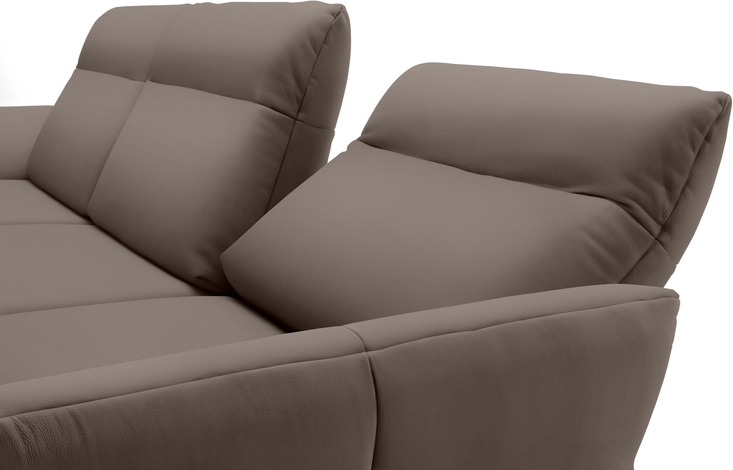 Creation BY ROLF BENZ Ecksofa »CR.460«, Sockel in Nussbaum, Winkelfüße in Umbragrau, Breite 338 cm