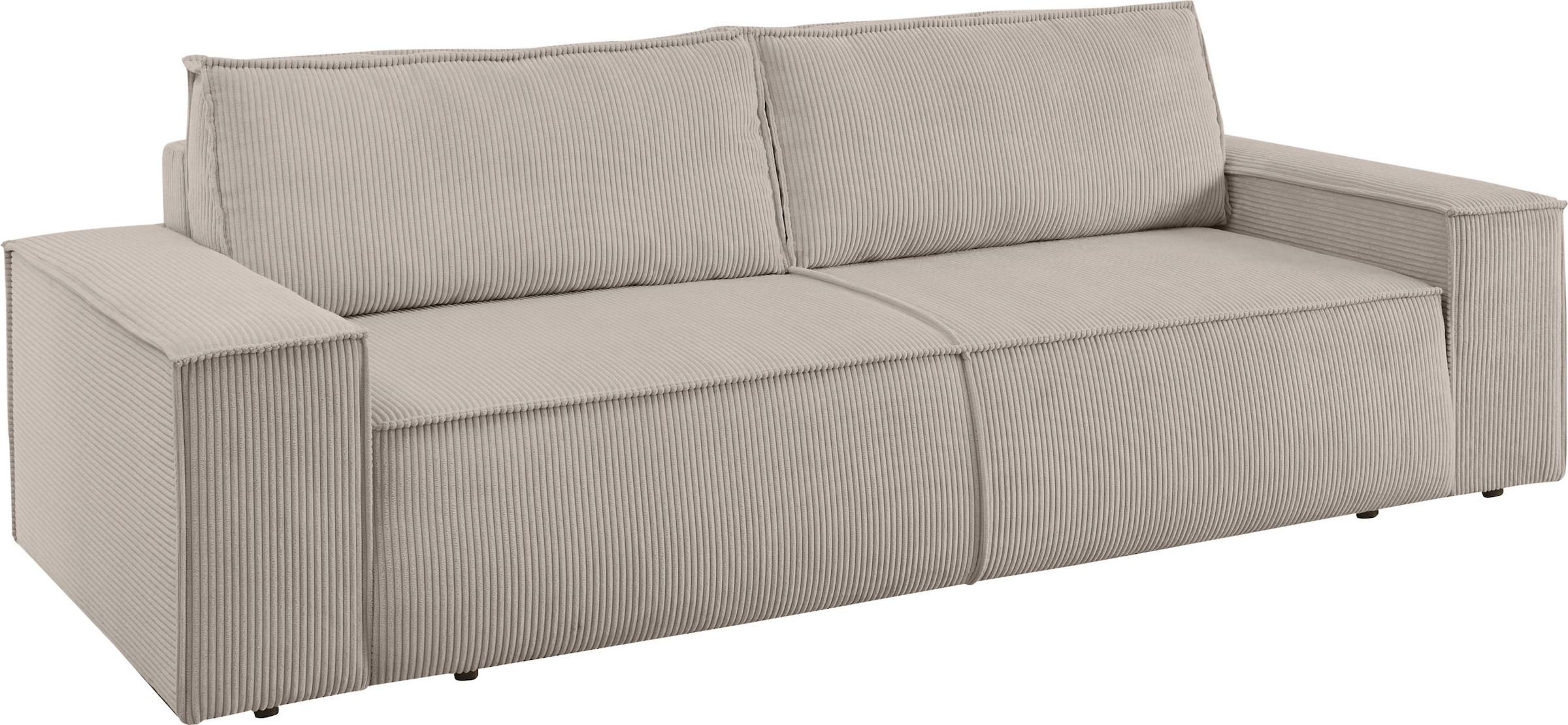 Home affaire 3-Sitzer »SHERWOOD Schlafsofa (257cm) Cord, Samtvelours, Vintage-Lederoptik«, Schlaffunktion mit Bettkasten (ca. 136/200cm)
