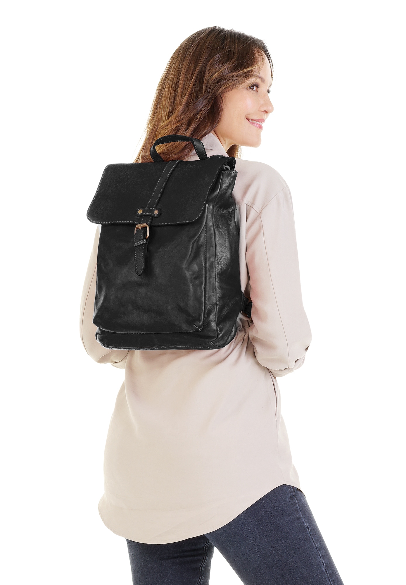 Samantha Look Cityrucksack, Echt Leder, Made in Italy