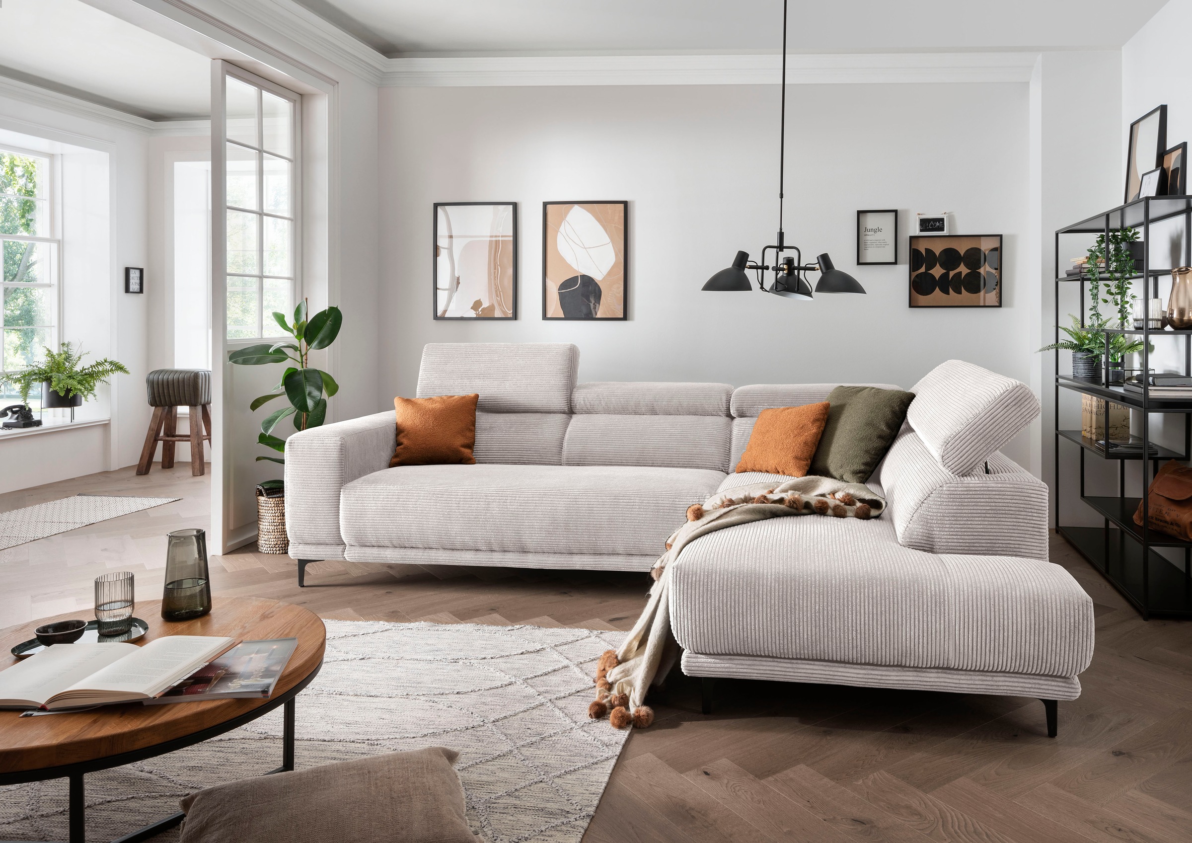 alina Ecksofa »Hikari«, wahlweise mit Sitzvorzug, in modernem Cordstoff, Breite 276 cm