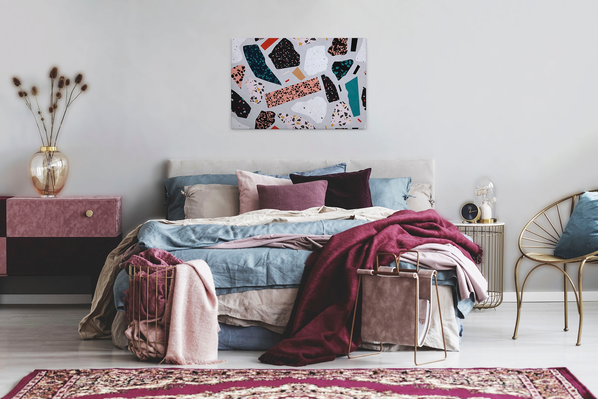 A.S. Création Leinwandbild »terrazzo«, Kunst-Abstrakt-Kinder, (1 St.), Keilrahmen Bild Abstrakt Bunt Grau Leinwand-Bild Wohnzimmer modern