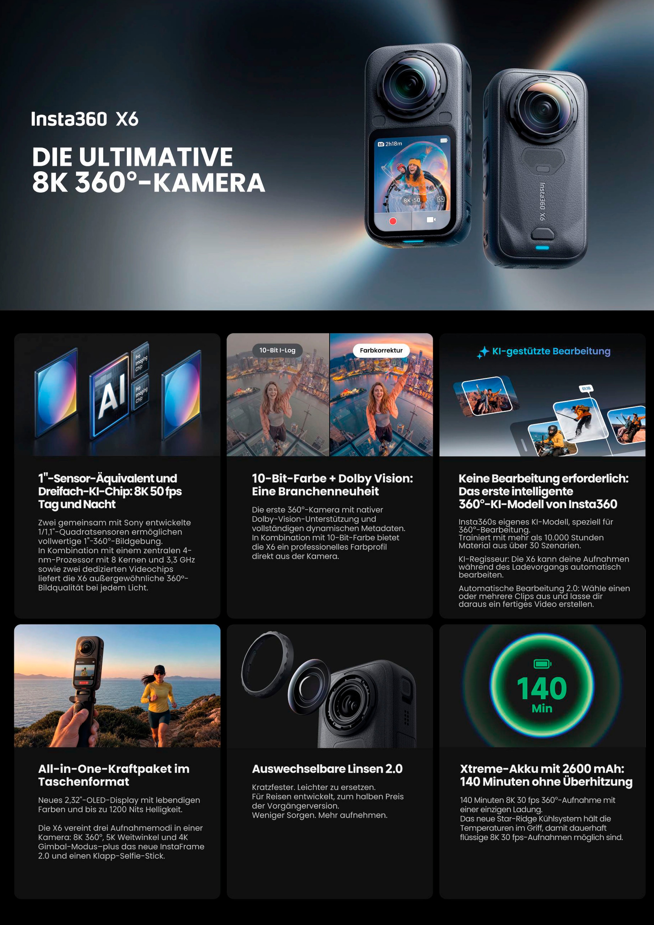 Insta360 360°-Kamera »X6 Standard Bundle« 8K Bluetooth