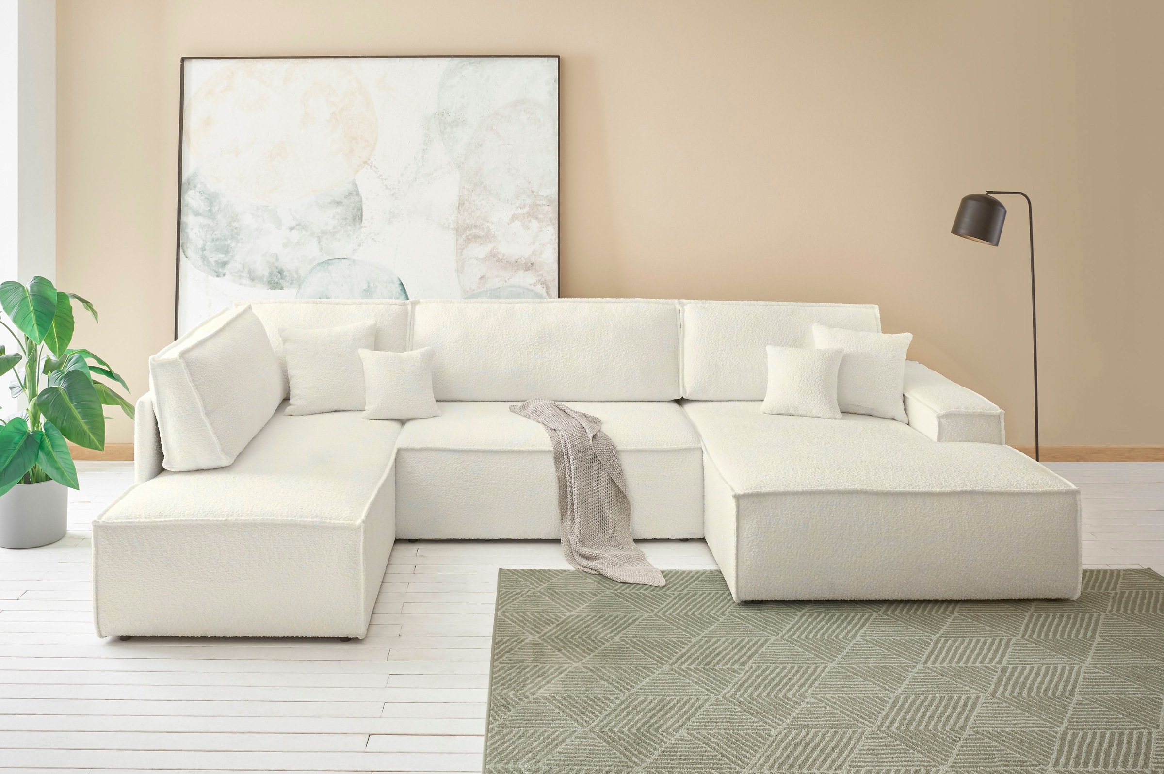 andas Wohnlandschaft »FINNLEY, U-Form XXL 329 cm, Schlafsofa, Schlaffunktio günstig online kaufen