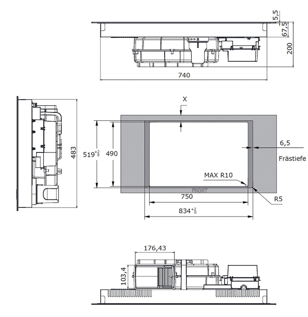 Amica Kochfeld mit Dunstabzug »DHKI 752 880 C«