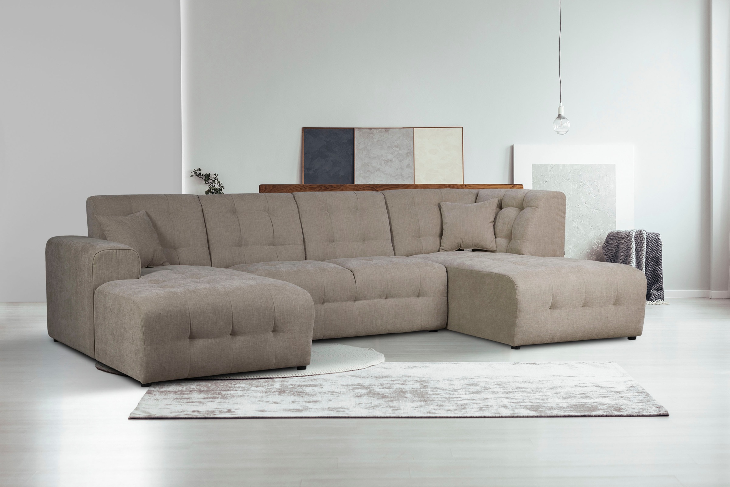 Home affaire Wohnlandschaft "Nosia U-Form" incl. 2 Zierkissen, mit feiner S günstig online kaufen