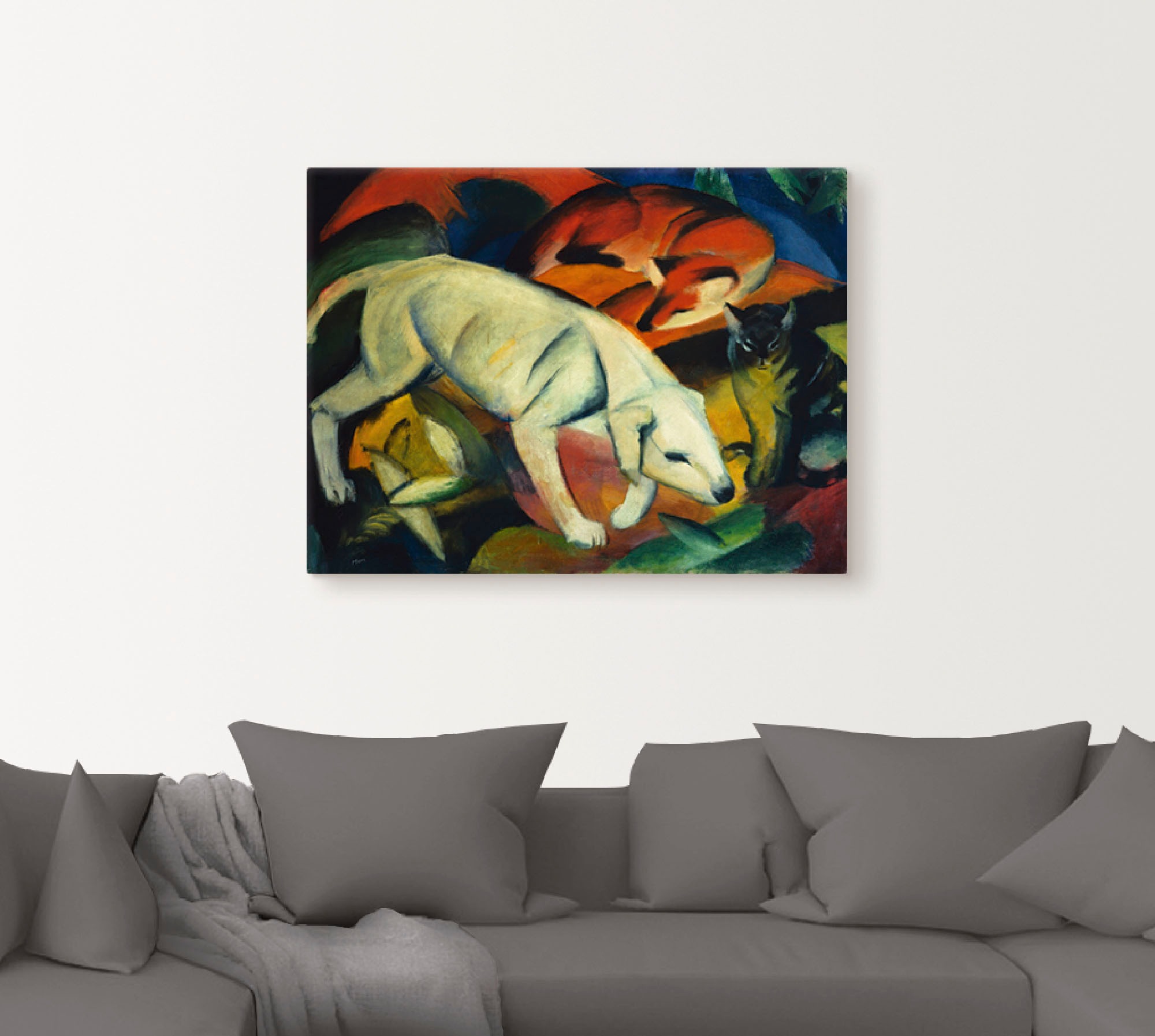 Artland Wandbild »Drei Tiere (Hund Fuchs und Katze). 1912«, Haustiere, (1 St.), als Leinwandbild, Wandaufkleber in verschied. Größen