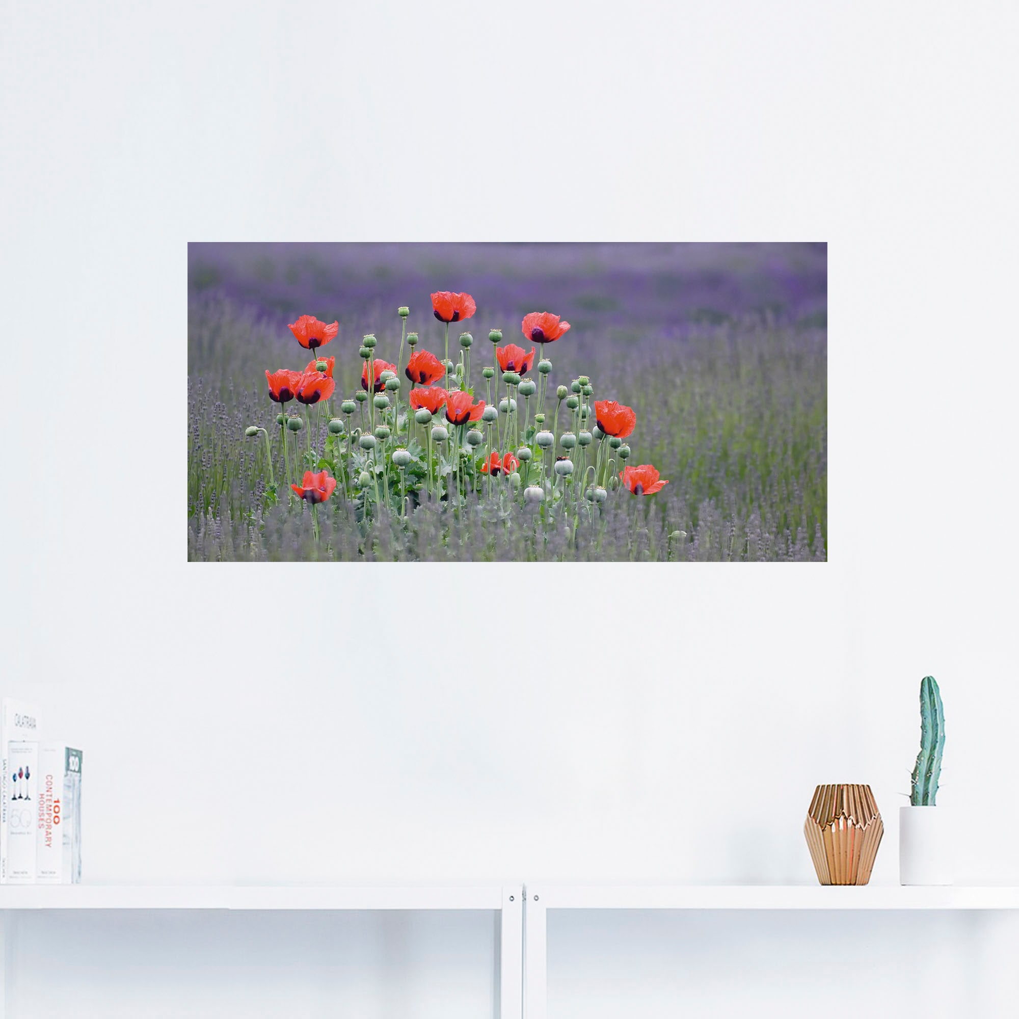 Artland Wandbild »Lavendelfarm in Sequim - Mohnblumen«, Blumenwiese, (1 St.), als Leinwandbild, Poster, Wandaufkleber in verschied. Größen