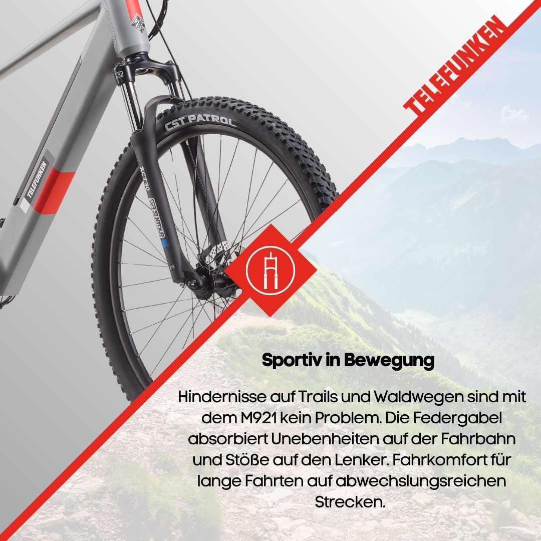 Telefunken E-Bike »Aufsteiger M921«, 7 Gang, Shimano, Heckmotor 250 W, (29 Zoll, Scheibenbremsen), Pedelec, Elektrofahrrad für Damen u. Herren, MTB