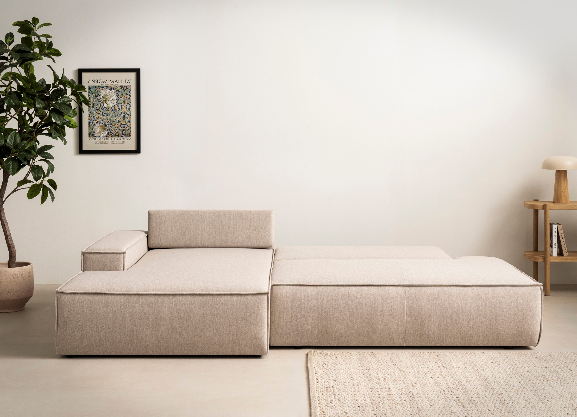 Home affaire Ecksofa »SHERWOOD, Schlafsofa in L-Form offen (275cm), Cord, Leinenoptik«, Schlaffunktion und Bettkasten, Kedernaht, hoher Sitz- & Liegekomfort