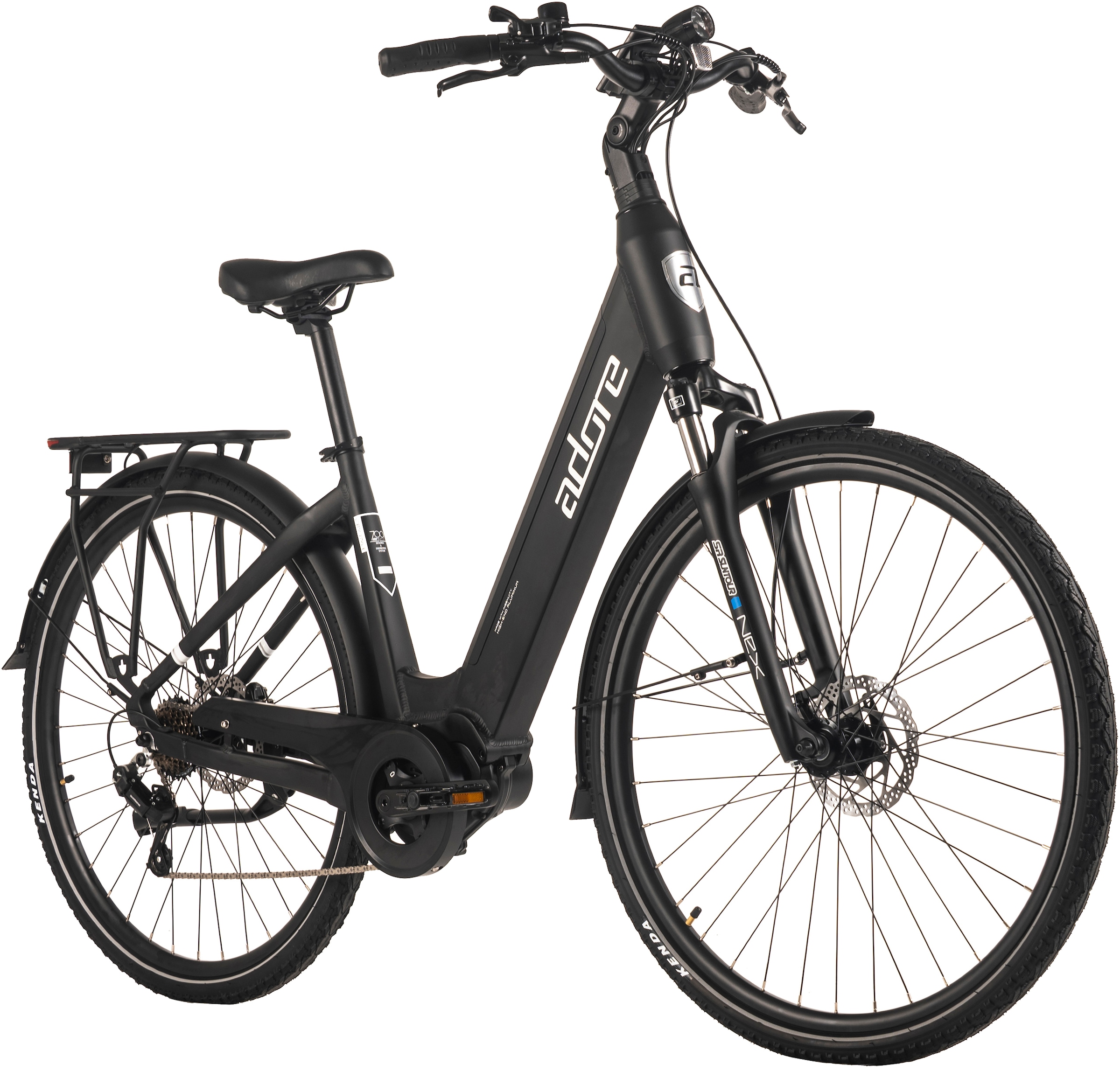 Adore E-Bike »28" Alu Cityfahrrad CX-440 Mittelmotor 75NM / 15Ah schwarz matt«, 7 Gang, Shimano, Tourney, Mittelmotor 250 W