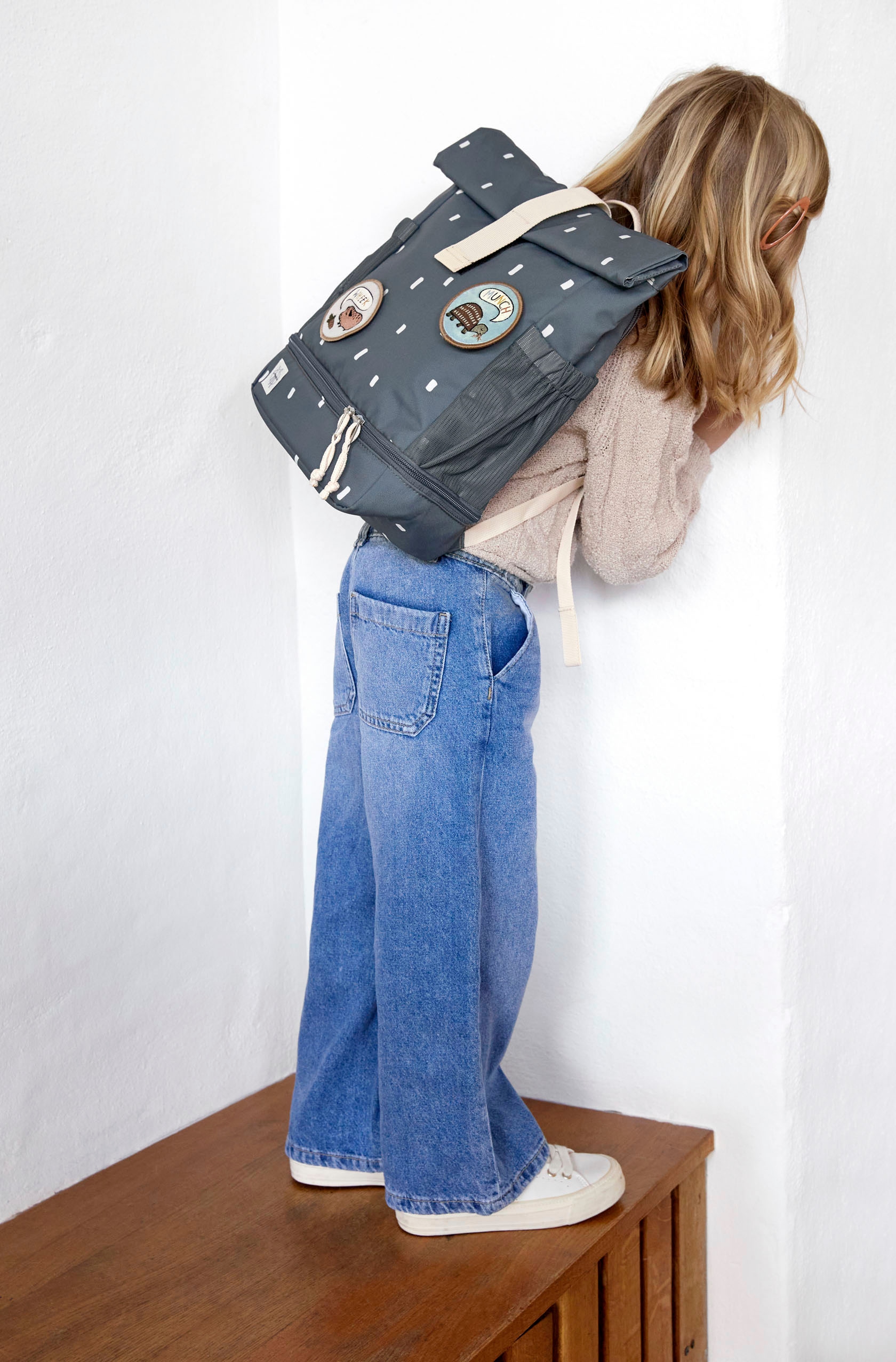 LÄSSIG Kinderrucksack »Happy Prints, Mini Rolltop, Midnight Blue«, Reflektoren